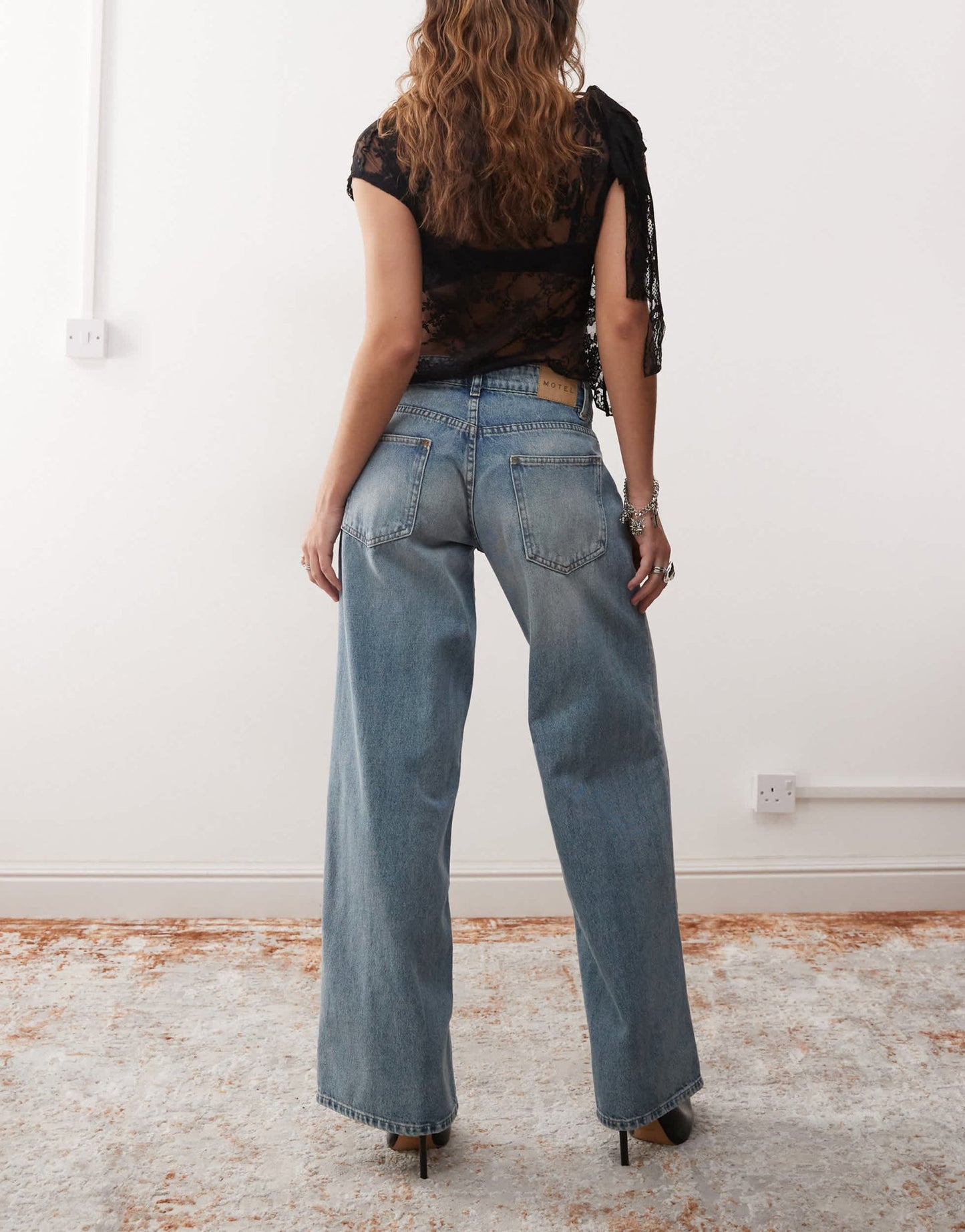Motel roomy extra wide low rise jeans in powder blue - ASOS Sample Sale