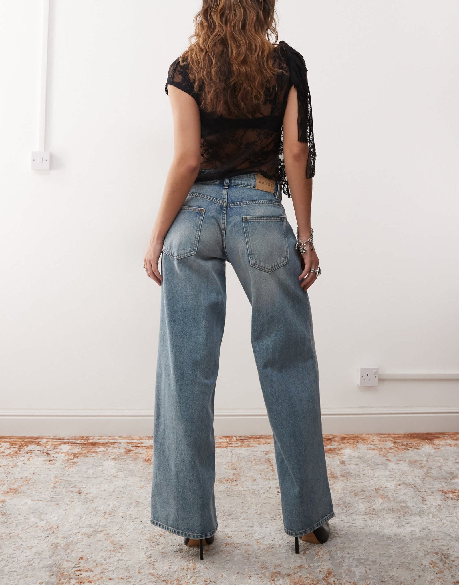 Motel roomy extra wide low rise jeans in powder blue - ASOS Sample Sale