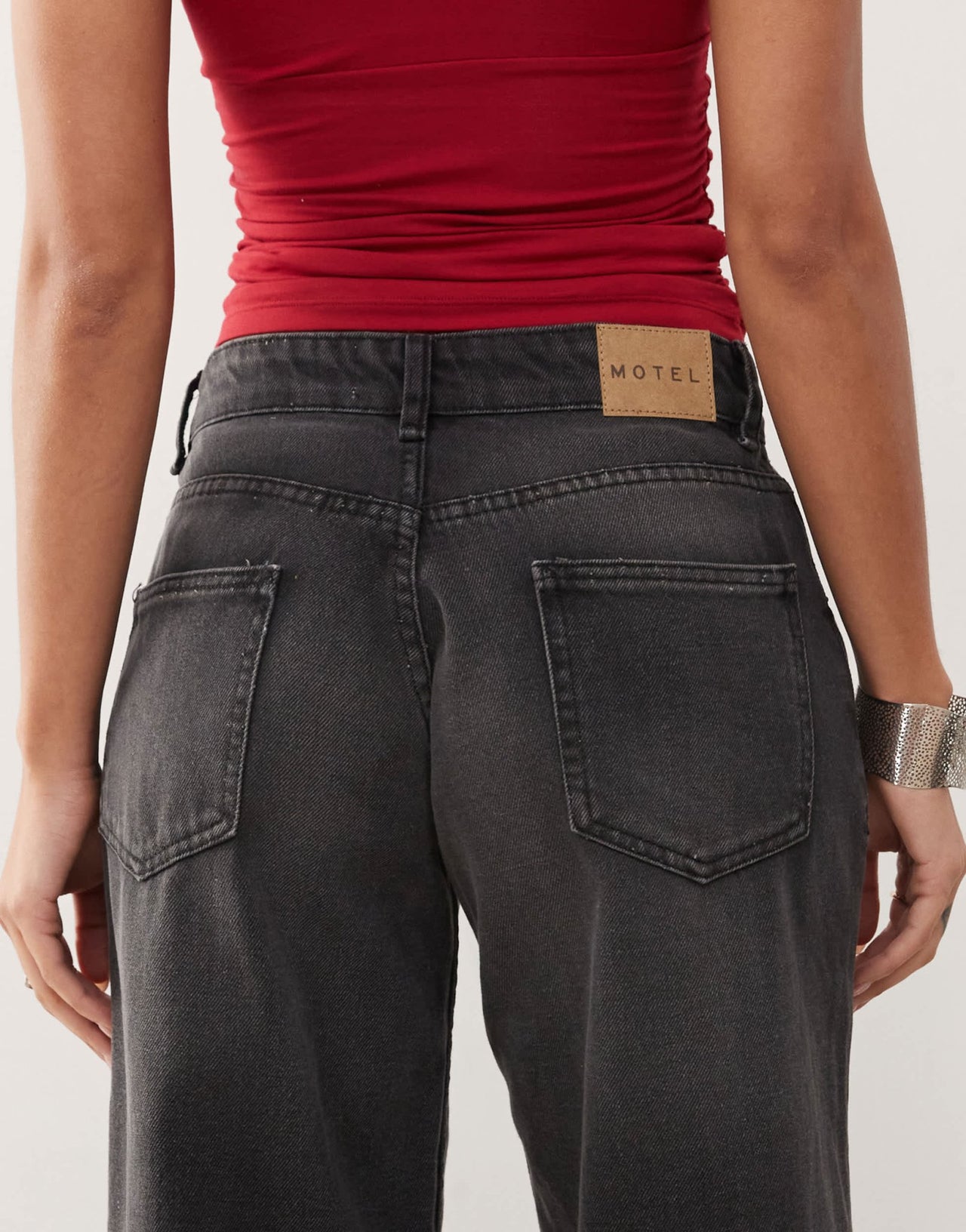 Motel roomy extra wide low rise jeans in washed black grey - ASOS Sample Sale