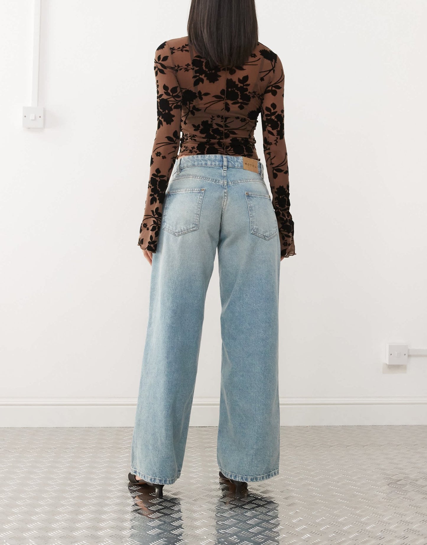 Motel roomy extra wide low rise jeans in washed blue green - ASOS Sample Sale