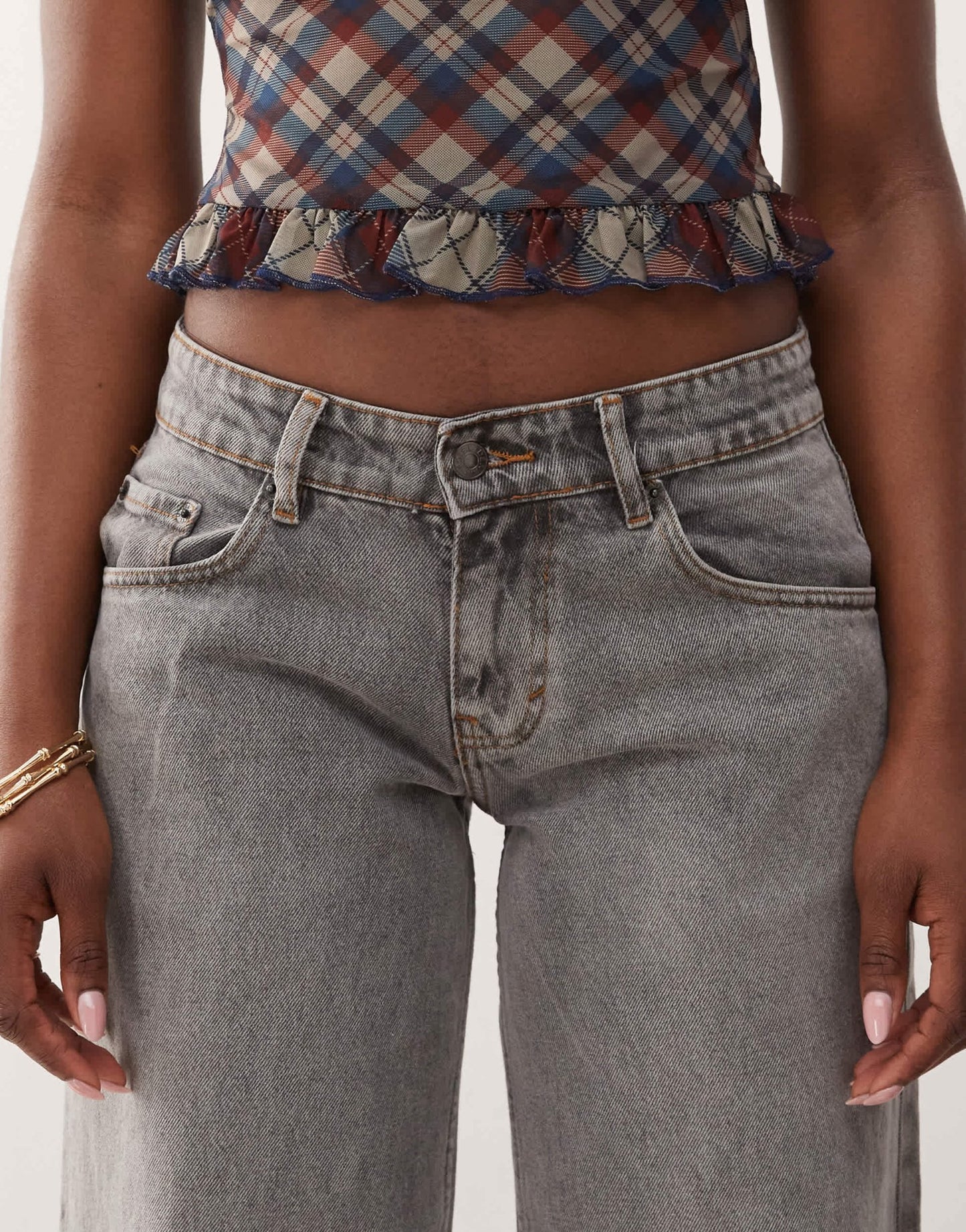 Motel roomy wide leg low rise jeans in grey wash - ASOS Sample Sale