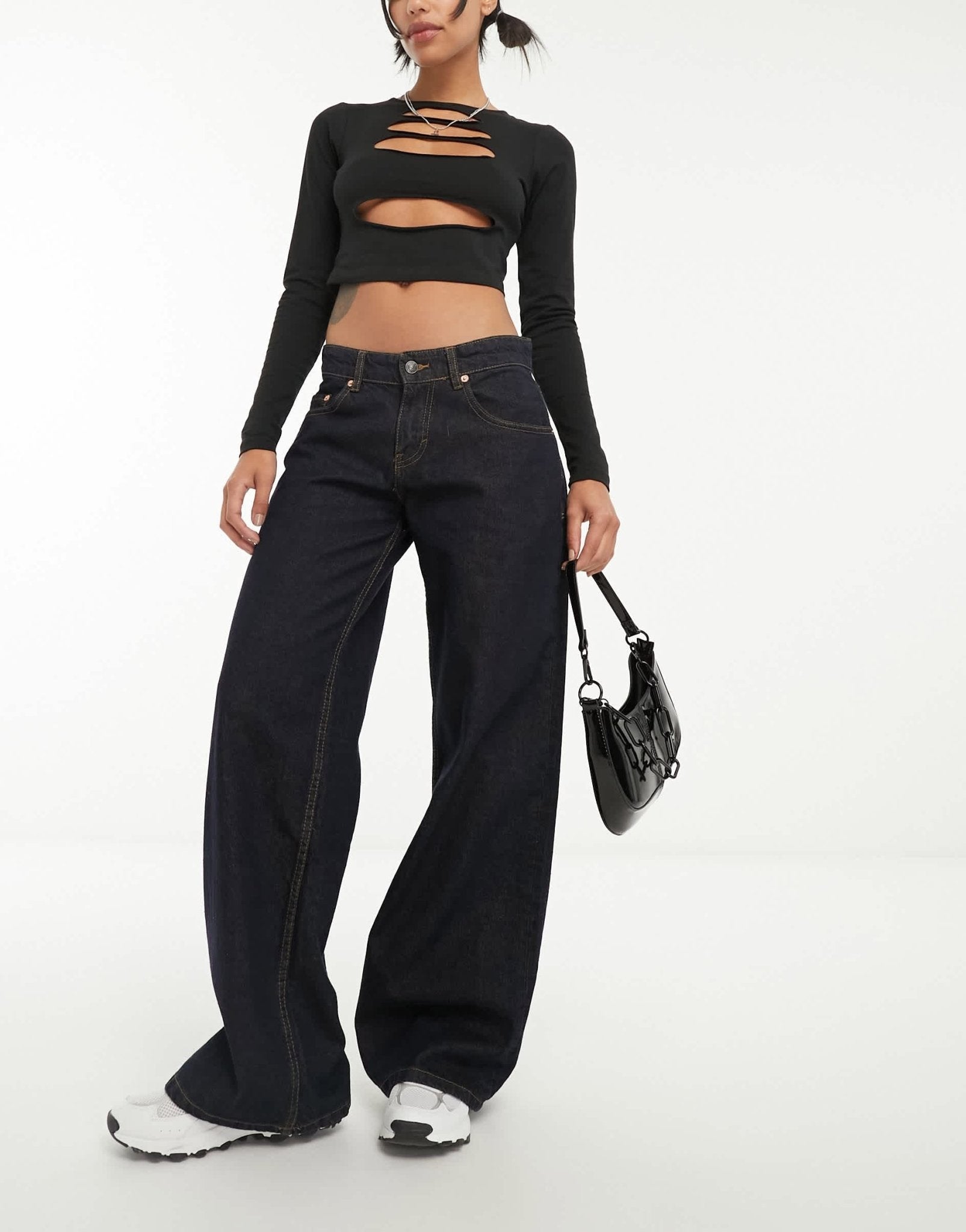 Motel roomy wide leg low rise jeans in indigo - ASOS Sample Sale