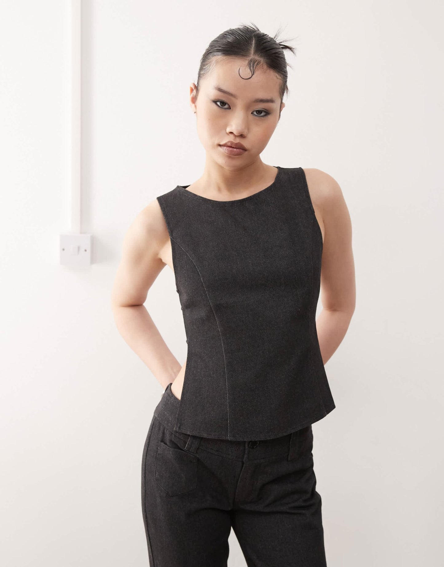 Motel Saima open back co - ord tank top in dark indigo - ASOS Sample Sale
