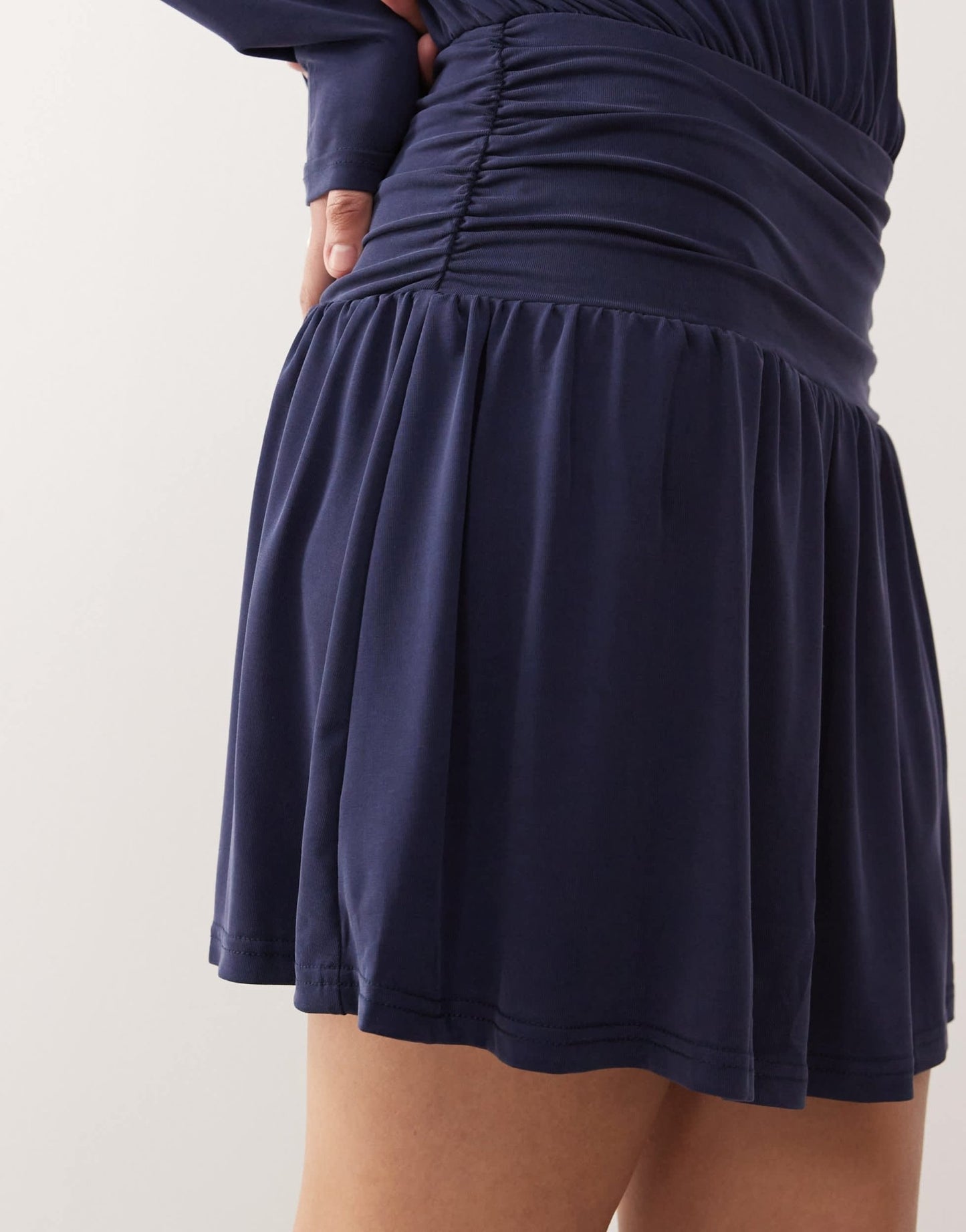 Motel sanuli slinky batwing mini dress in navy - ASOS Sample Sale