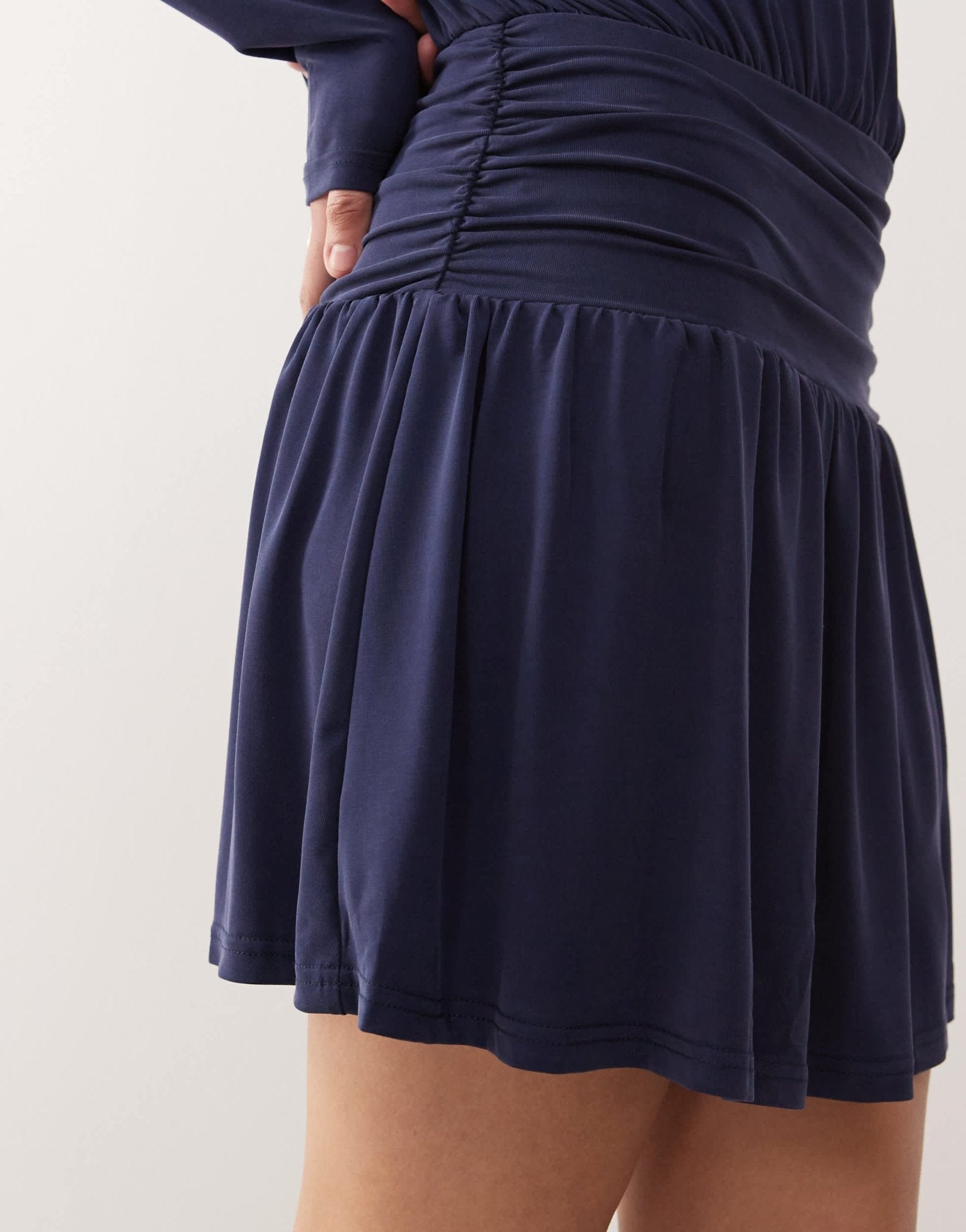 Motel sanuli slinky batwing mini dress in navy - ASOS Sample Sale
