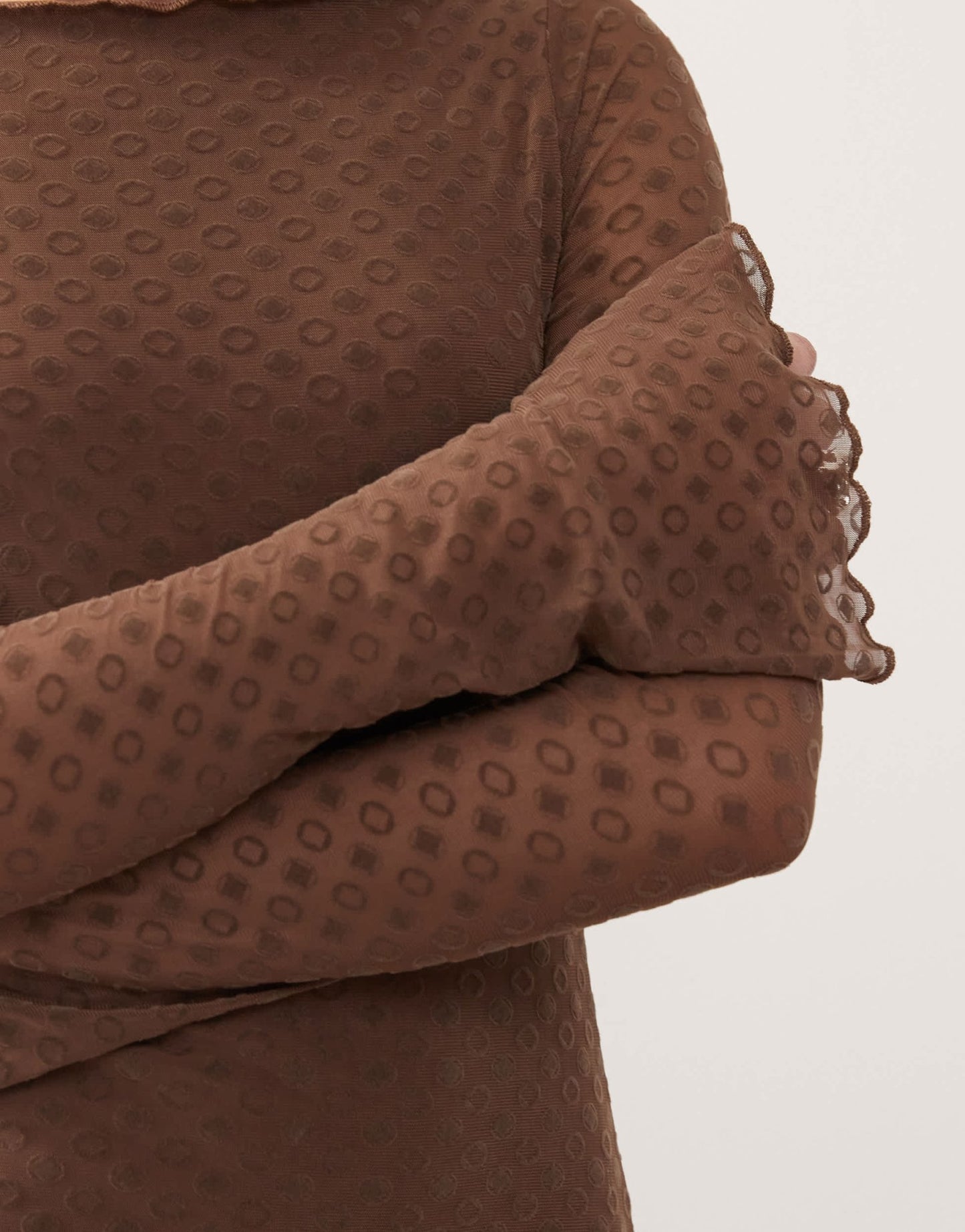 Motel sevila polka tile print long sleeve dress in brown - ASOS Sample Sale