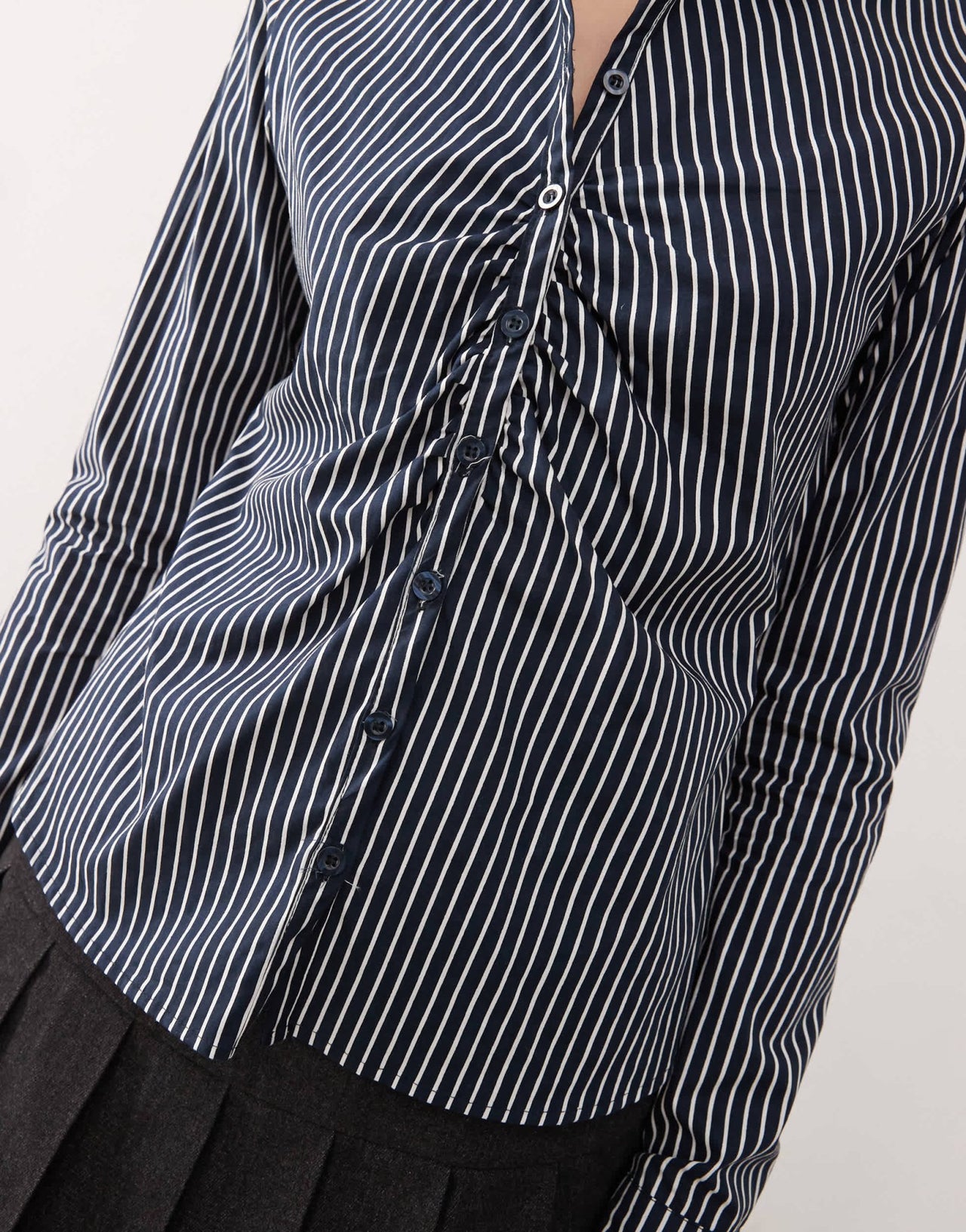 Motel tarsi mono stripe fitted shirt in navy - ASOS Sample Sale