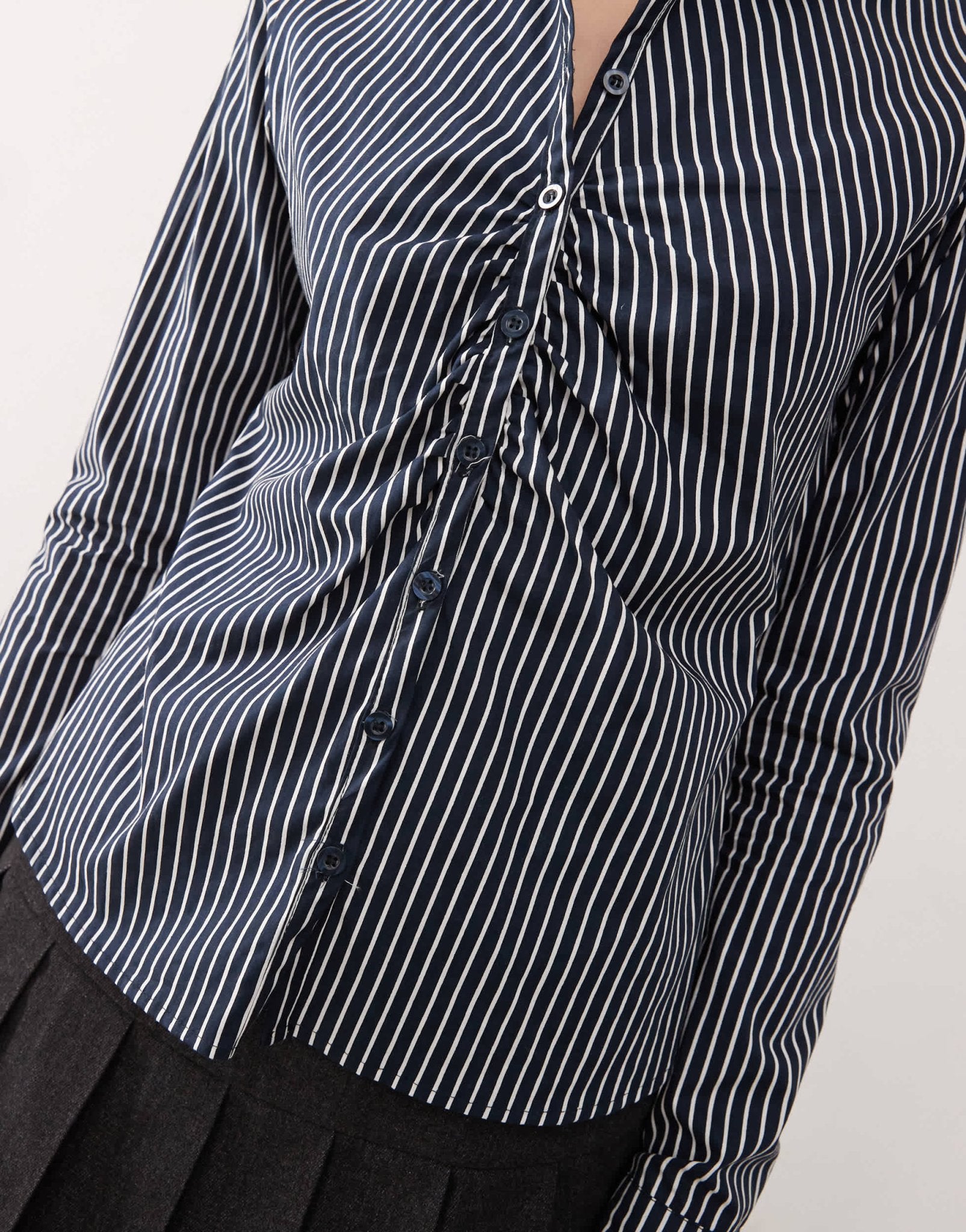 Motel tarsi mono stripe fitted shirt in navy - ASOS Sample Sale
