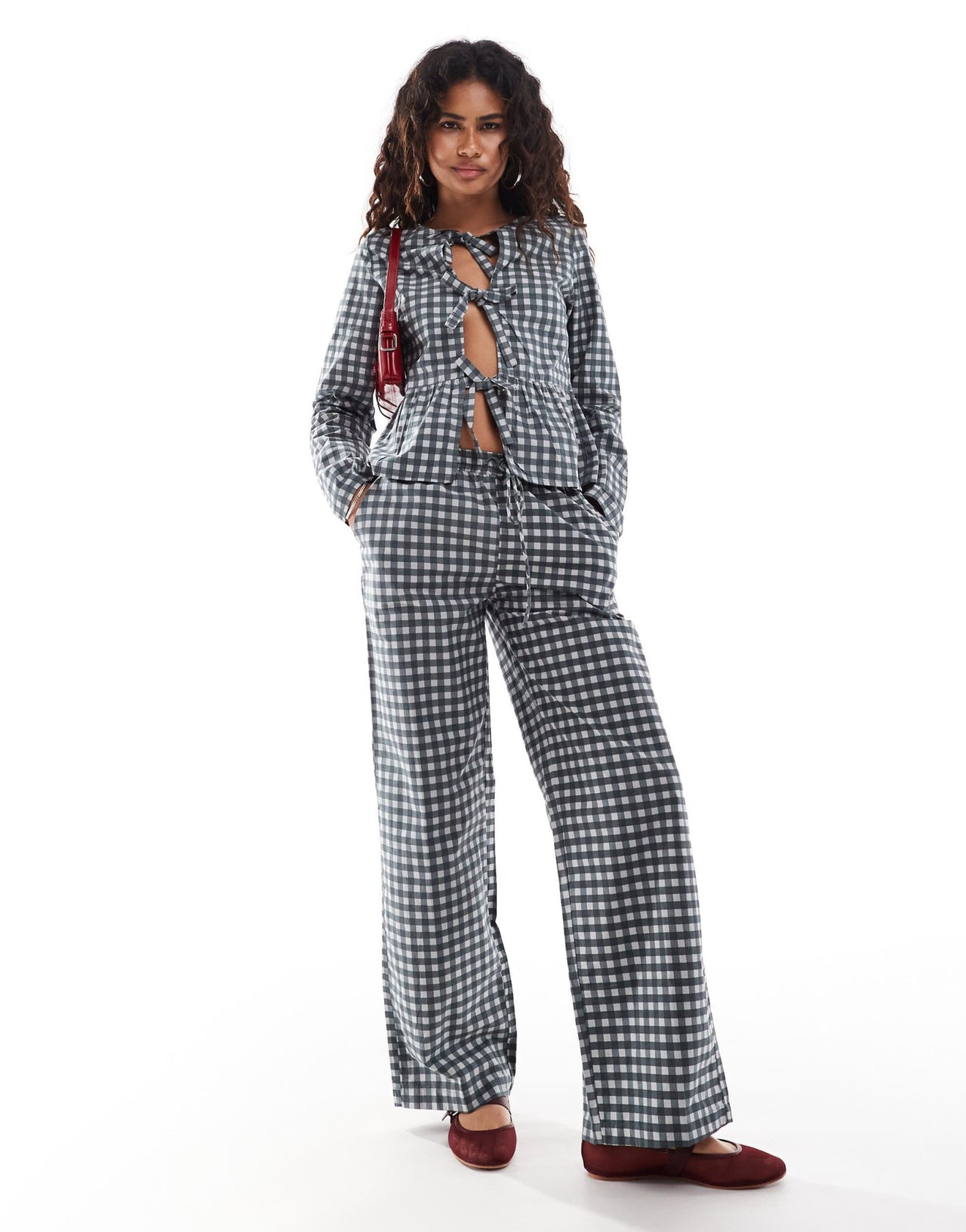 Motel wasic straight leg trousers in black grey co - ord - ASOS Sample Sale