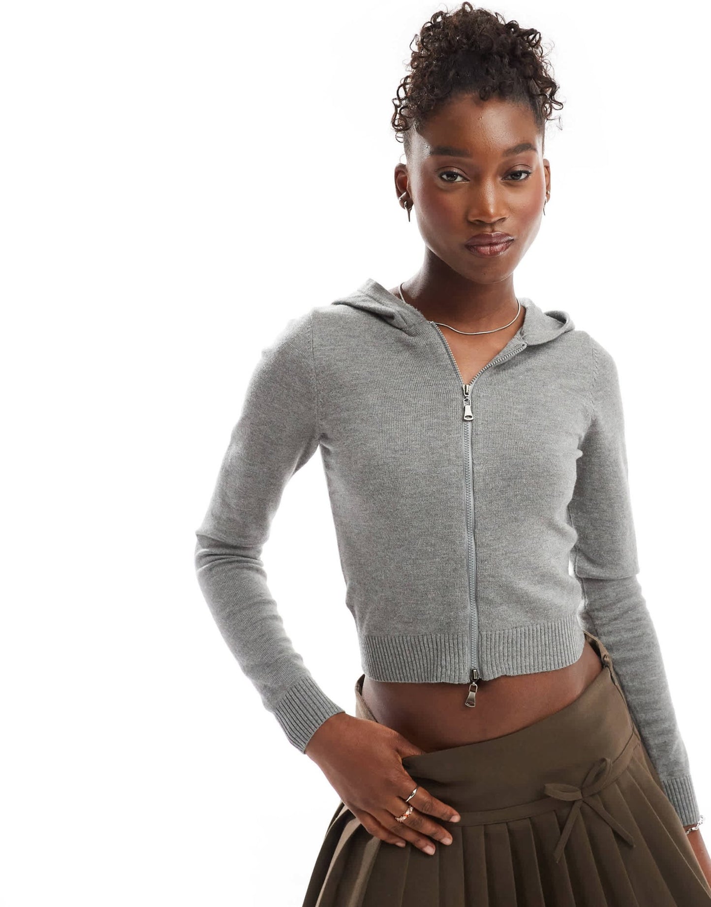 Motel zella zip through baby cardigan in grey - ASOS Sample Sale