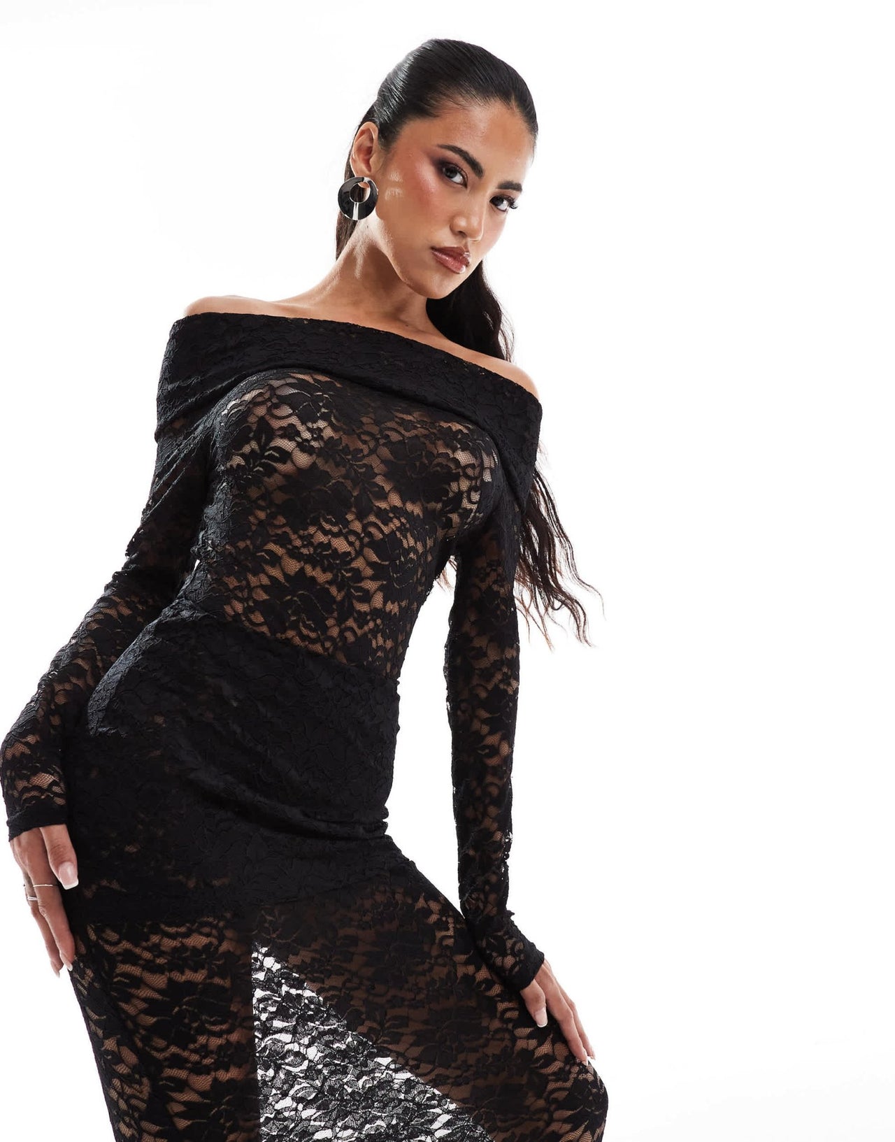 Murci exclusive lace bardot top and maxi skirt set in black - ASOS Sample Sale