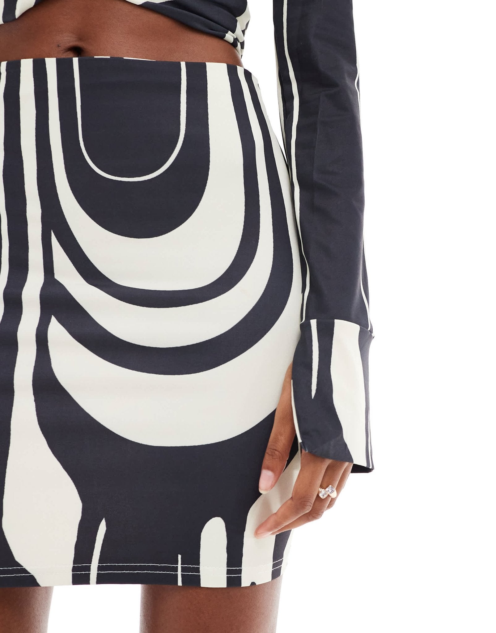 Murci mini skirt co - ord in abstract mono print - ASOS Sample Sale