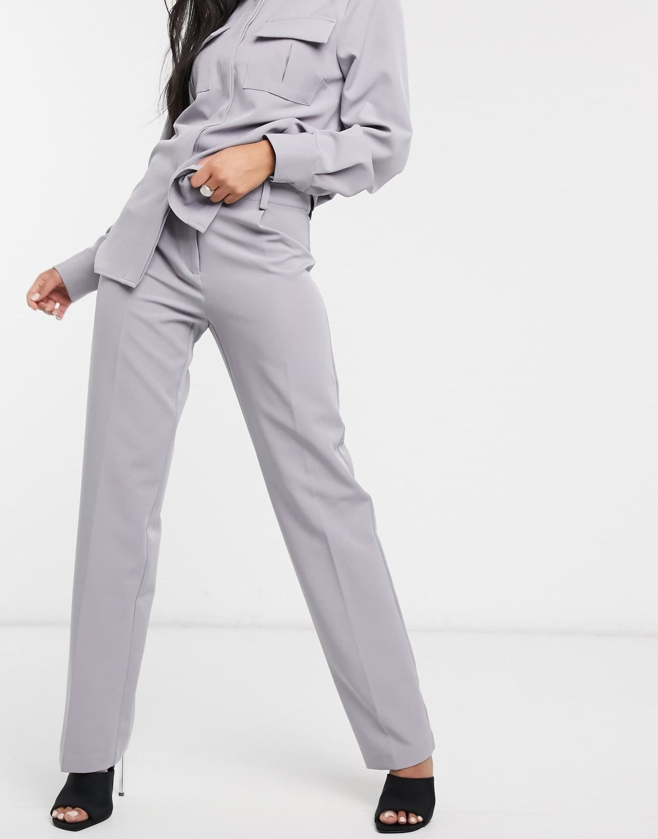 NA - KD co - ord creased straight leg trousers in dusty blue - ASOS Sample Sale
