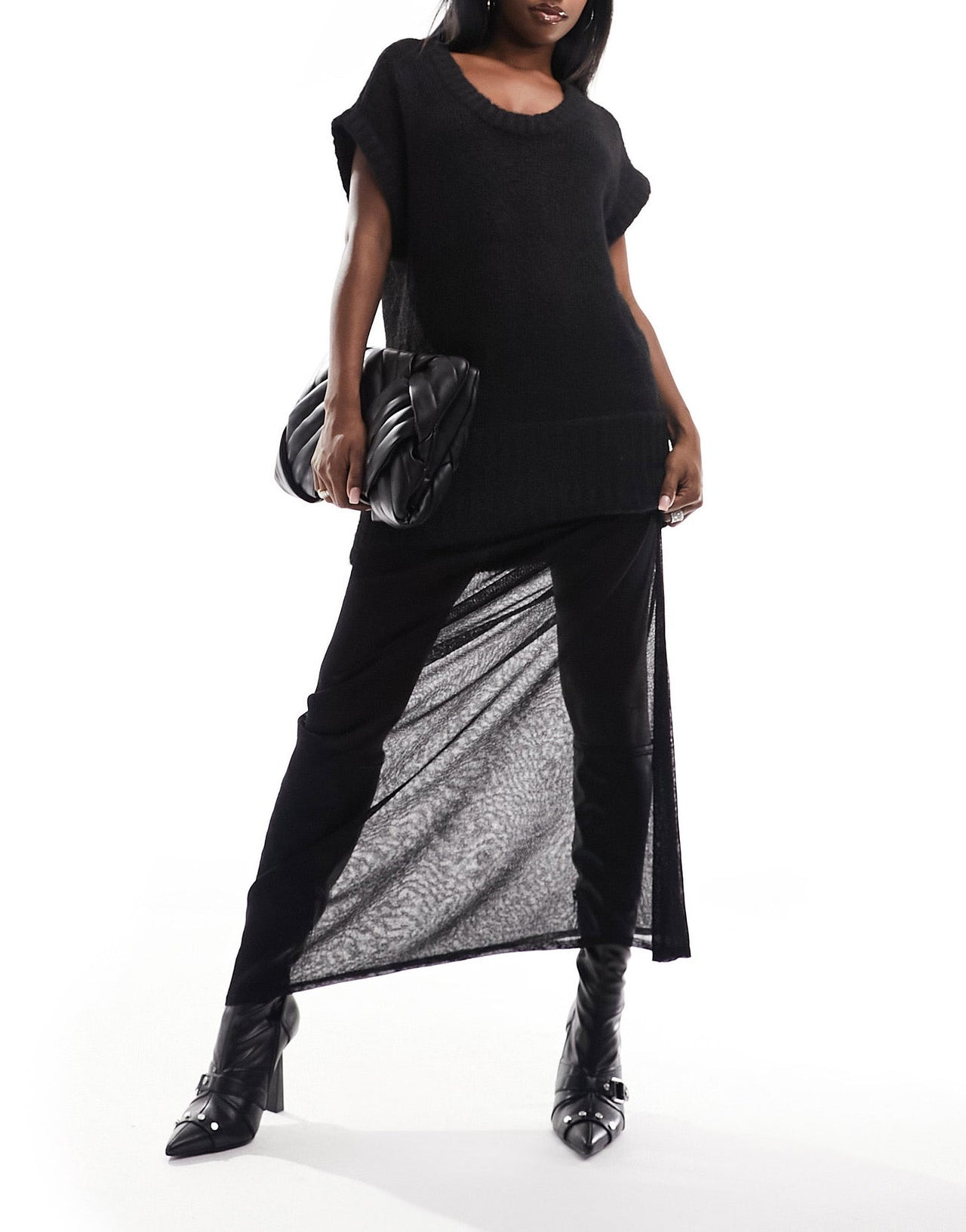 NA-KD knitted maxi dress in black - ASOS Sample Sale
