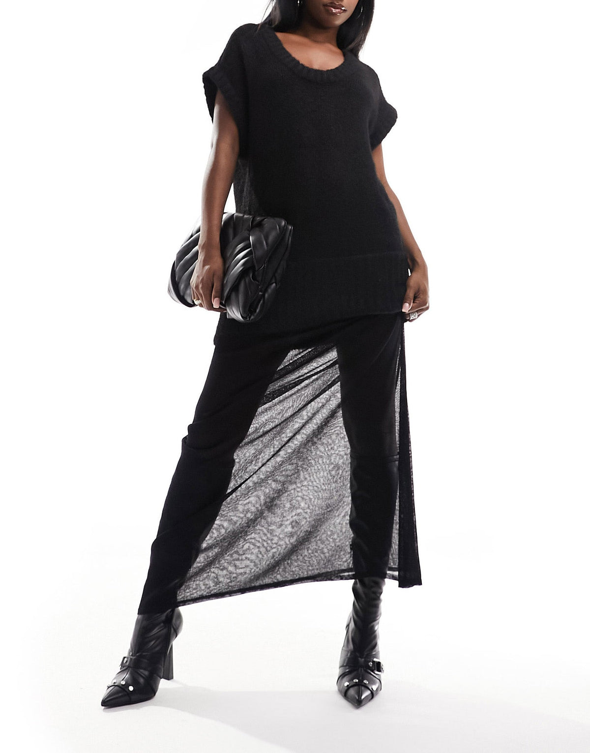 NA-KD knitted maxi dress in black - ASOS Sample Sale