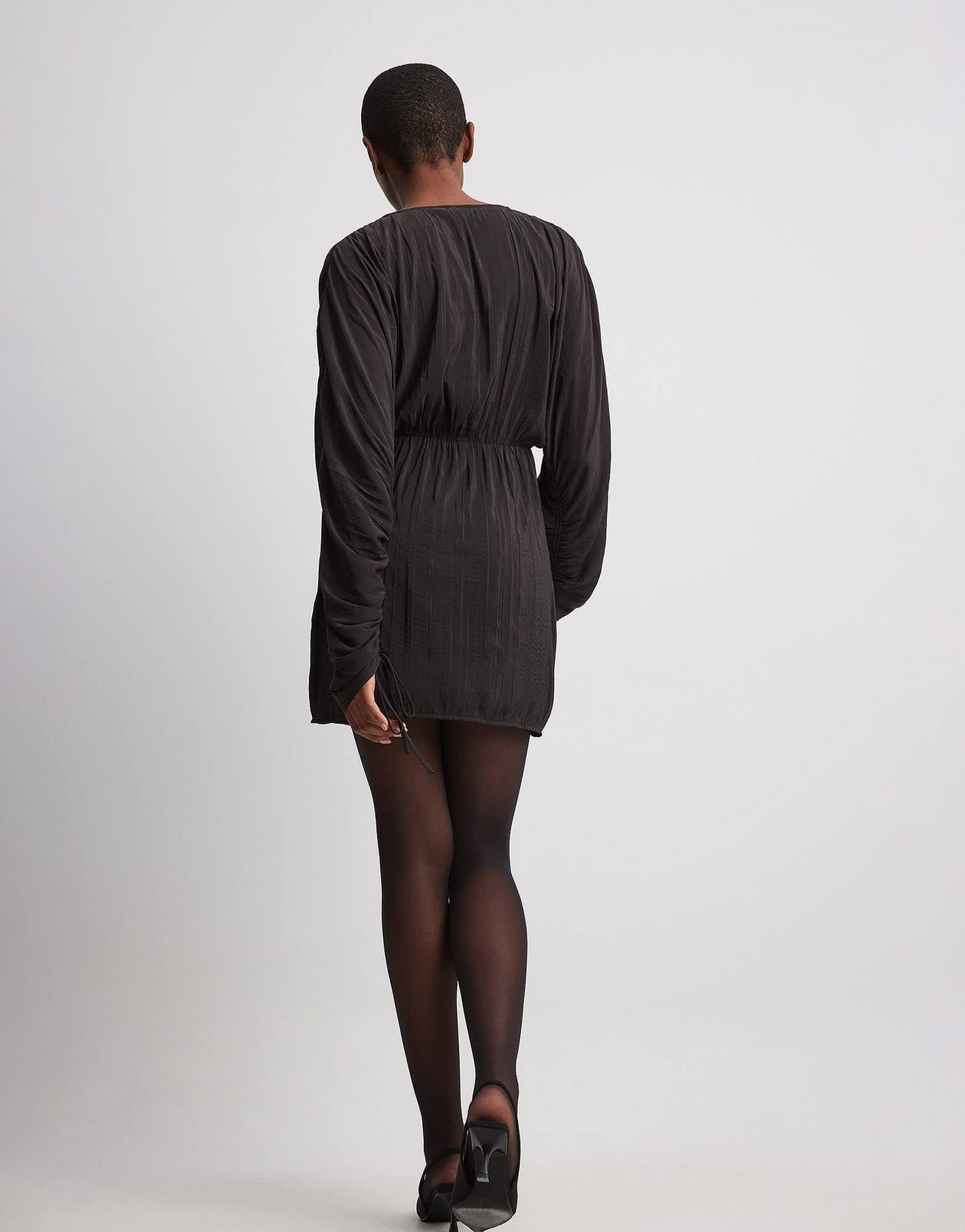 NA - KD tie detail v neck mini dress in black - ASOS Sample Sale
