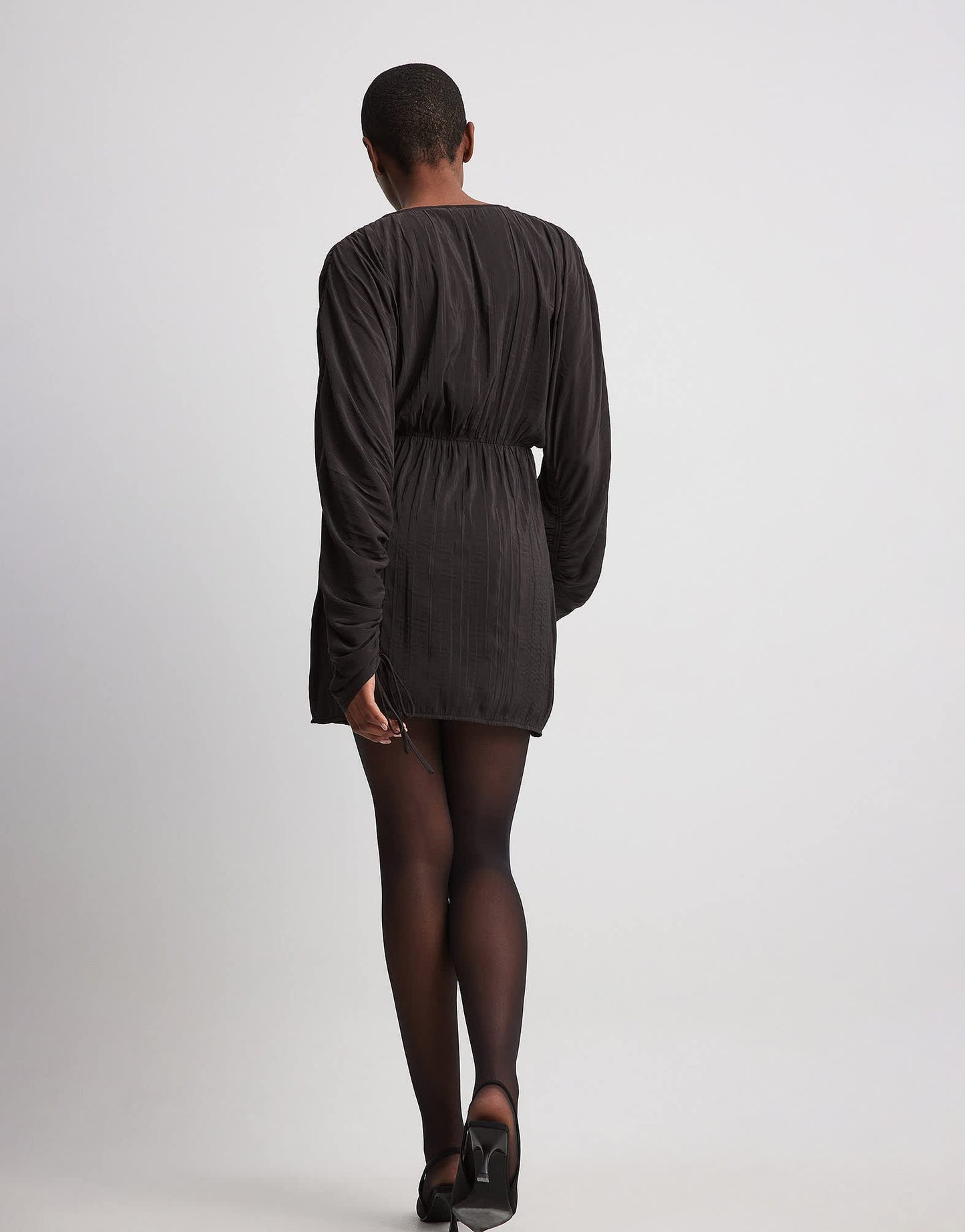 NA - KD tie detail v neck mini dress in black - ASOS Sample Sale