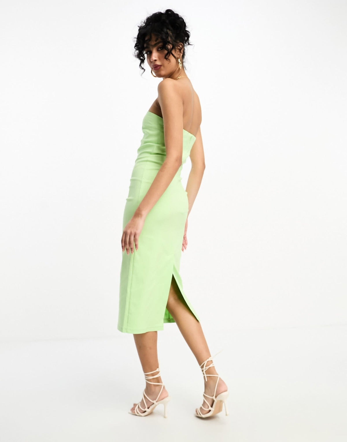 NA - KD x Josefine HJ structured bandeau midi dress in green - ASOS Sample Sale