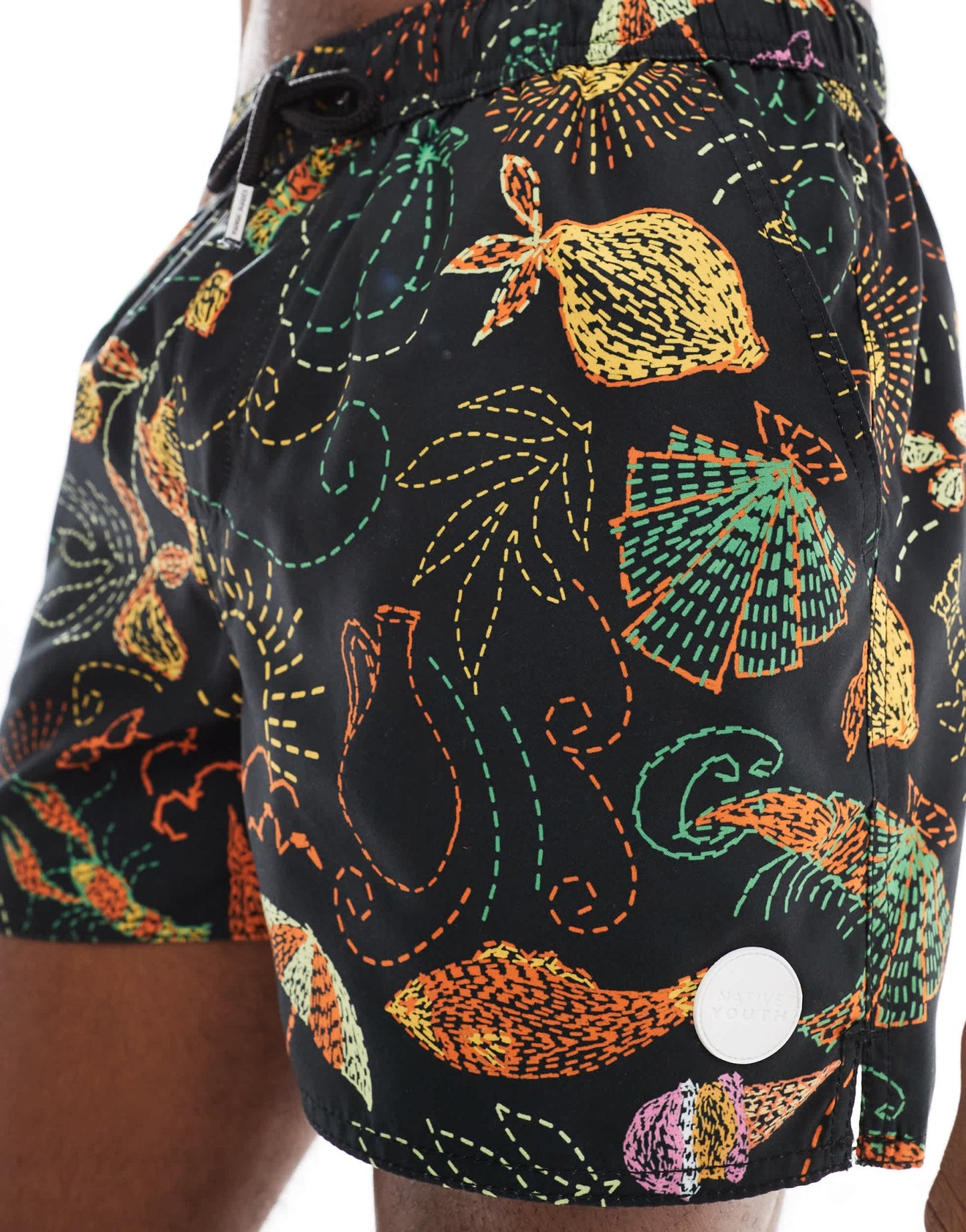 Native Youth all over stitch print swimshorts in black - ASOS Sample Sale