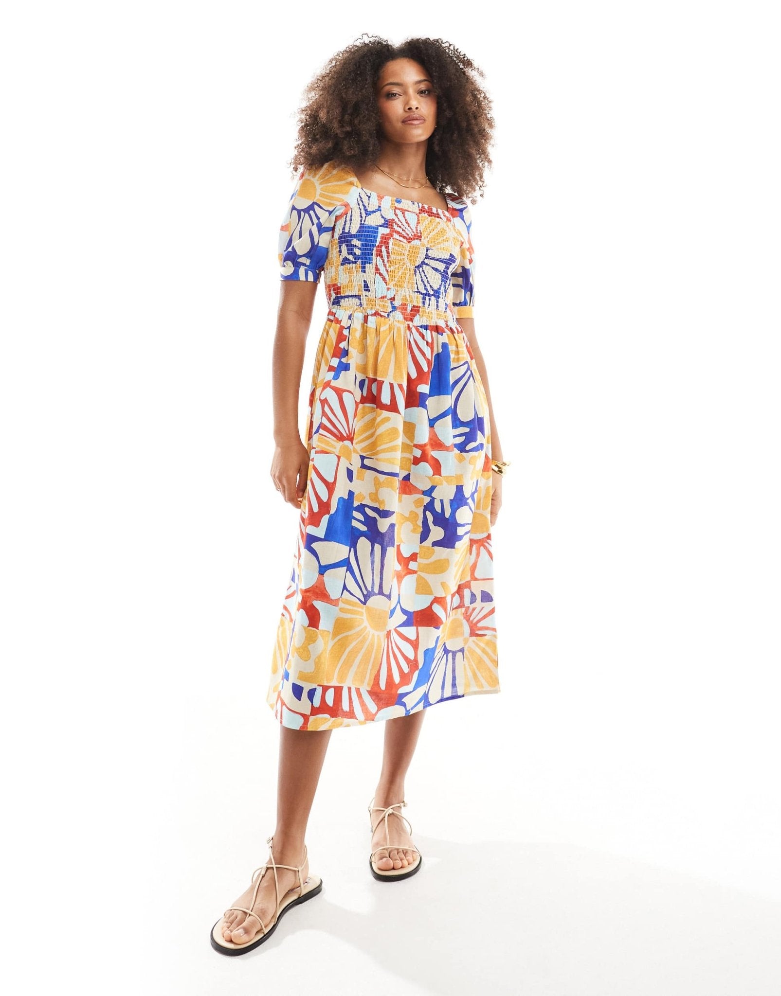 Native Youth bold bloom puff sleeve midaxi dress in multi - ASOS Sample Sale