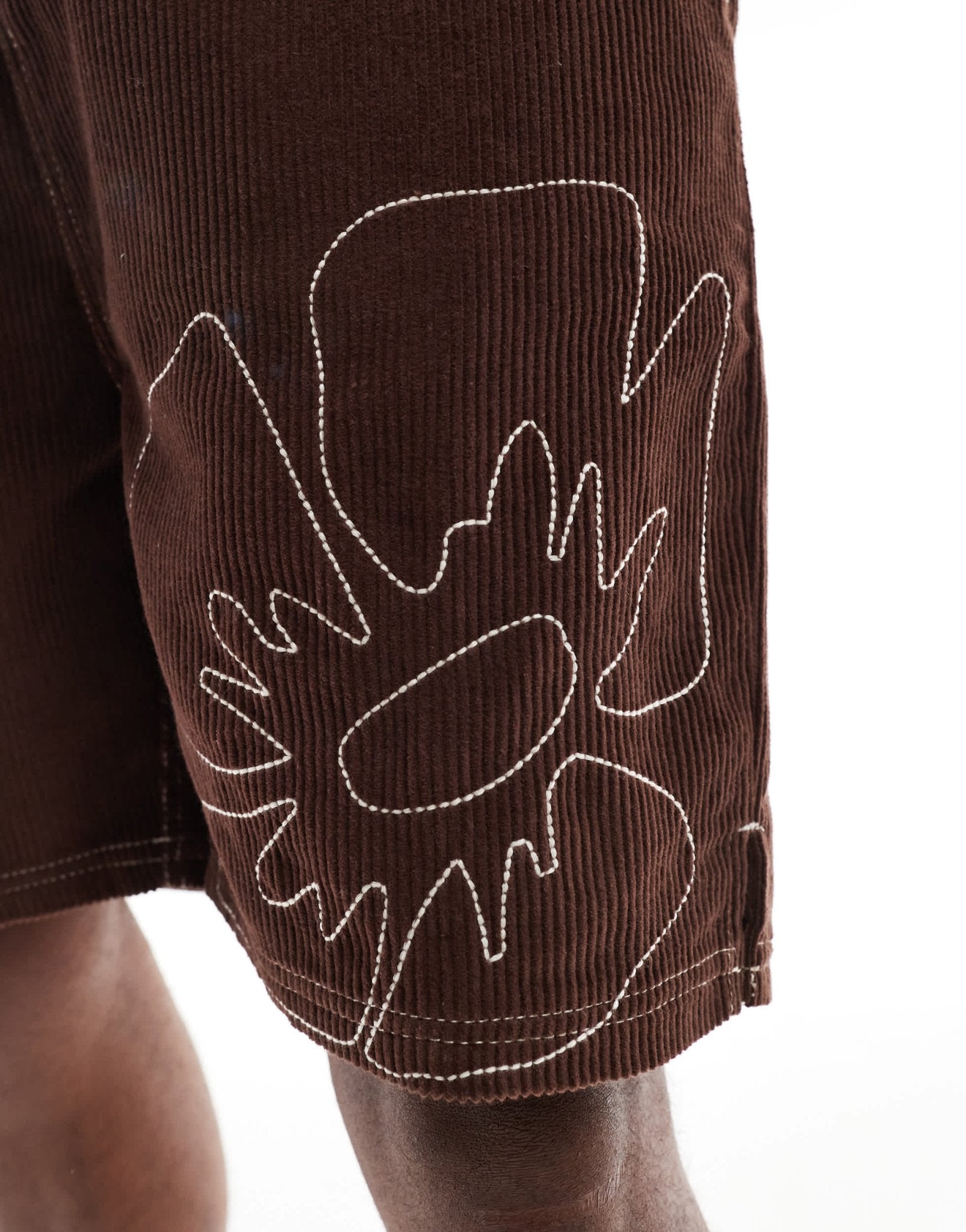 Native Youth corduroy short with contrast stitch in brown - ASOS Sample Sale