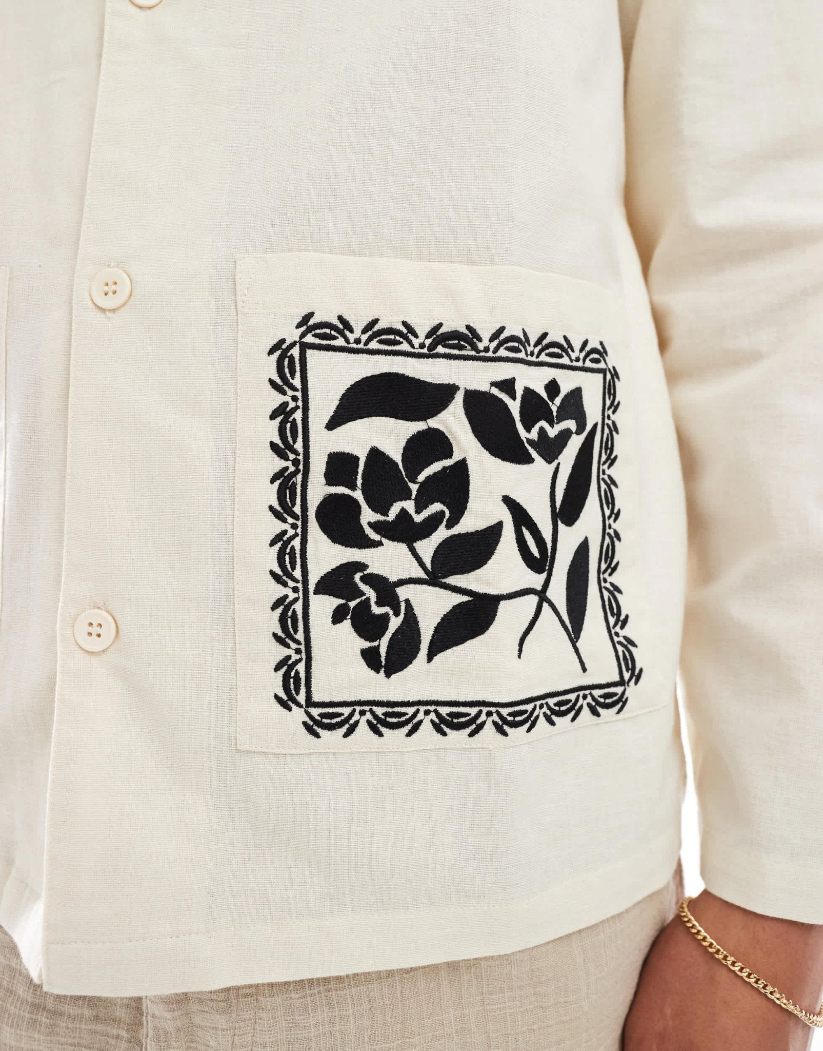 Native Youth embroidered collar overshirt in natural - ASOS Sample Sale