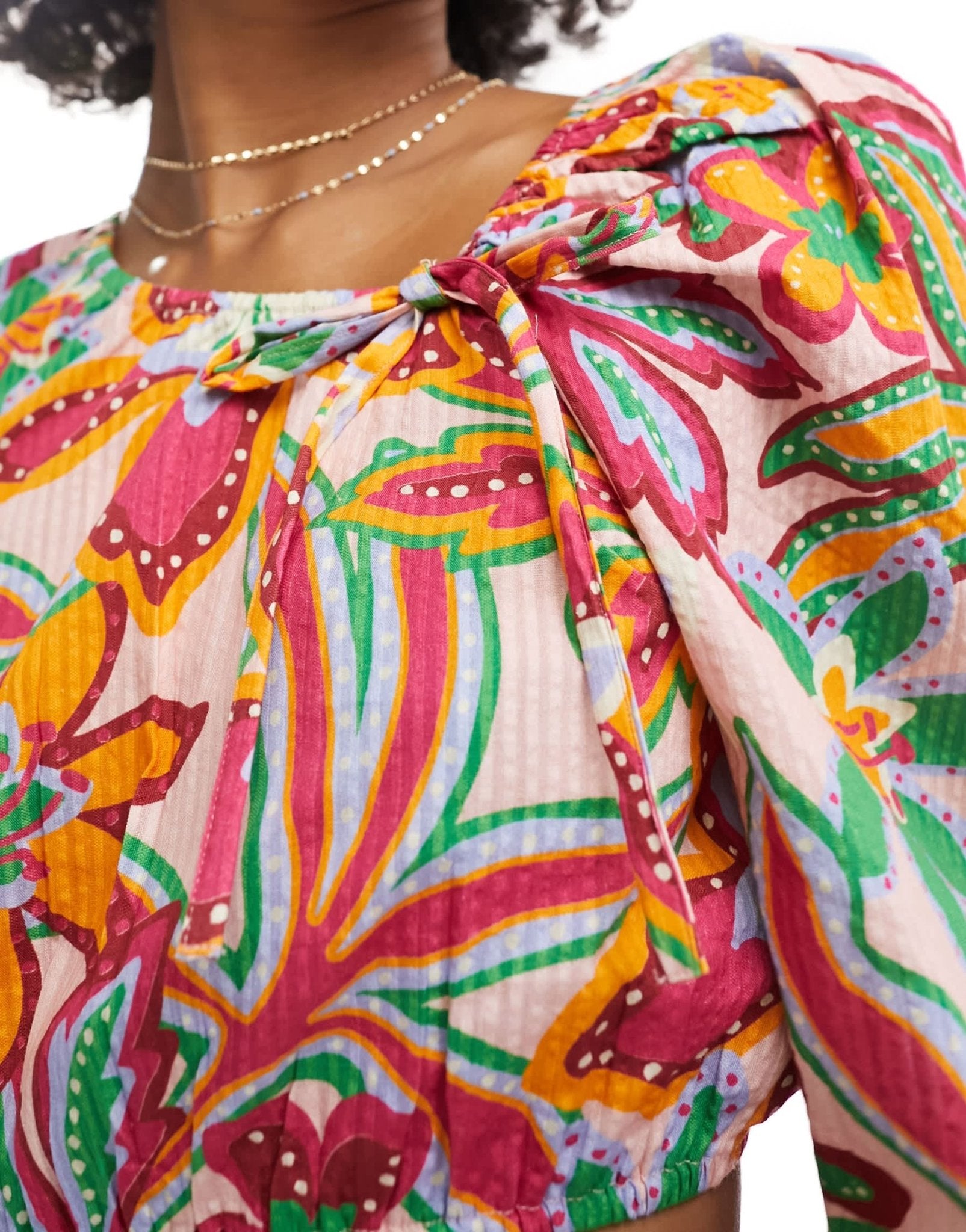 Native Youth floral print asymmetric cropped blouse co - ord in multi - ASOS Sample Sale