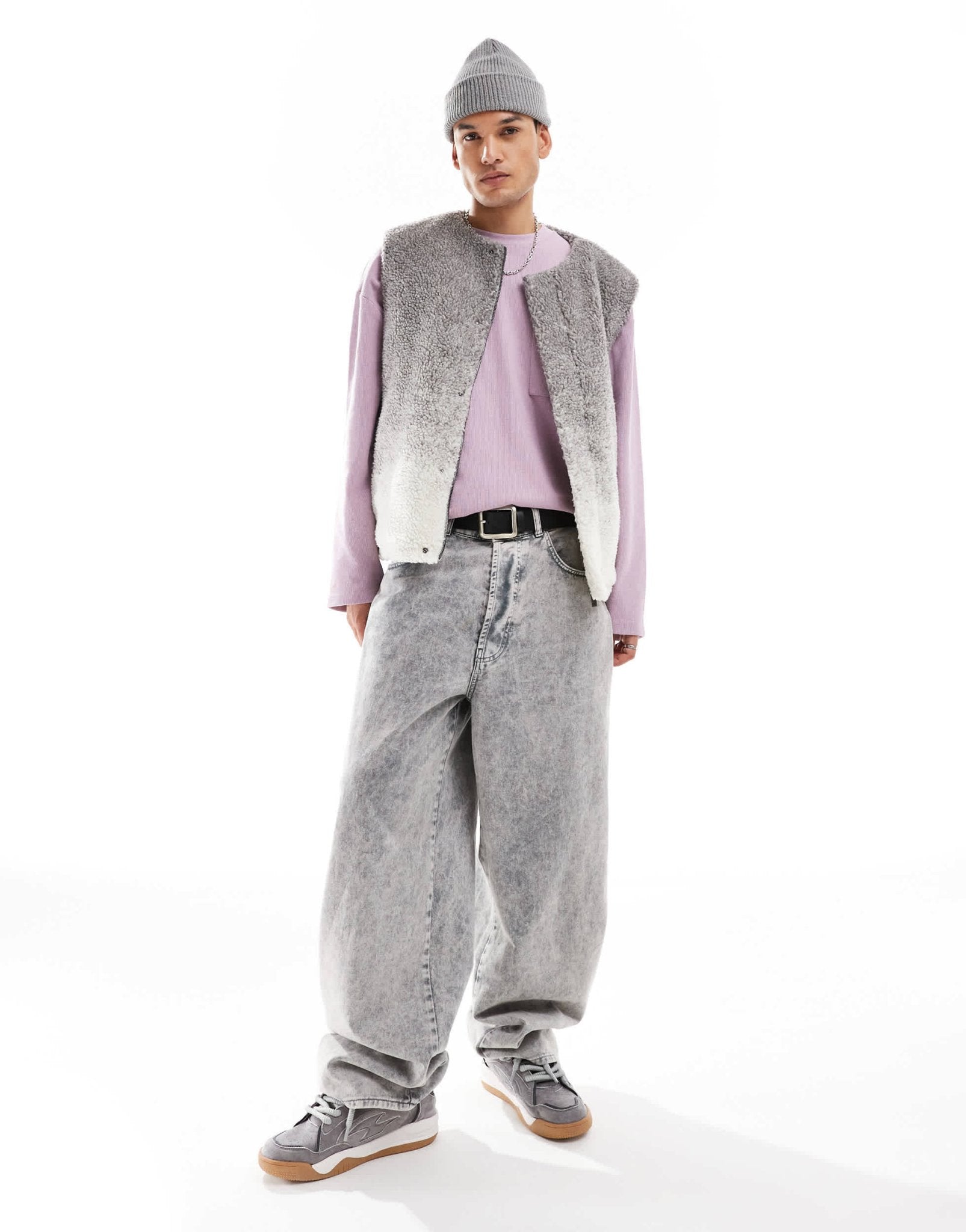 Native Youth ombre borg waistcoat in grey - ASOS Sample Sale