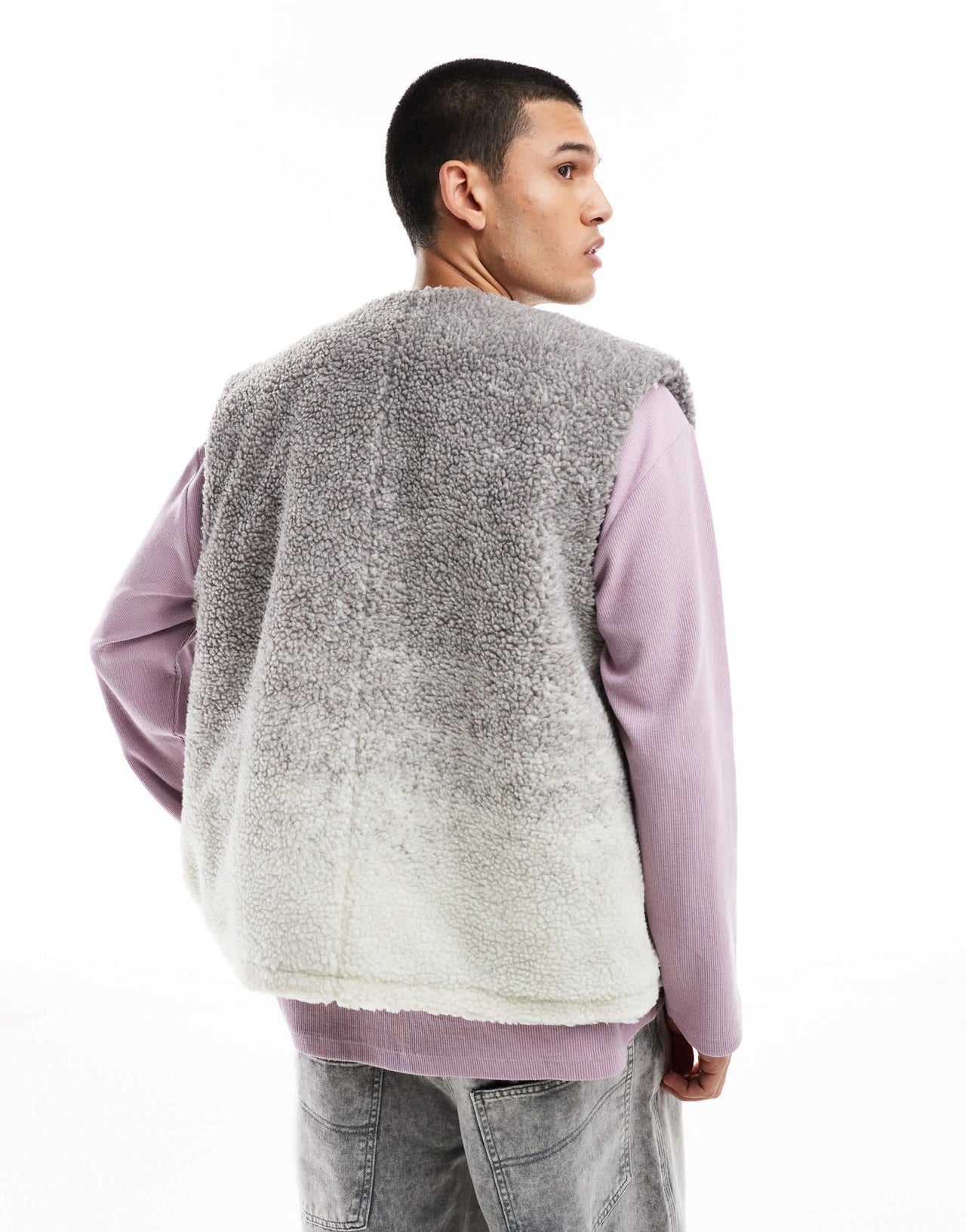 Native Youth ombre borg waistcoat in grey - ASOS Sample Sale