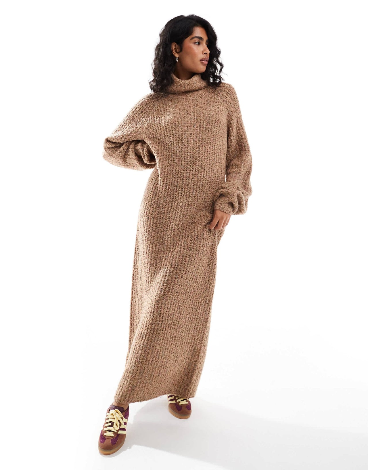 Native Youth oversized balloon sleeve knitted maxi dress in oatmeal marl - ASOS Sample Sale