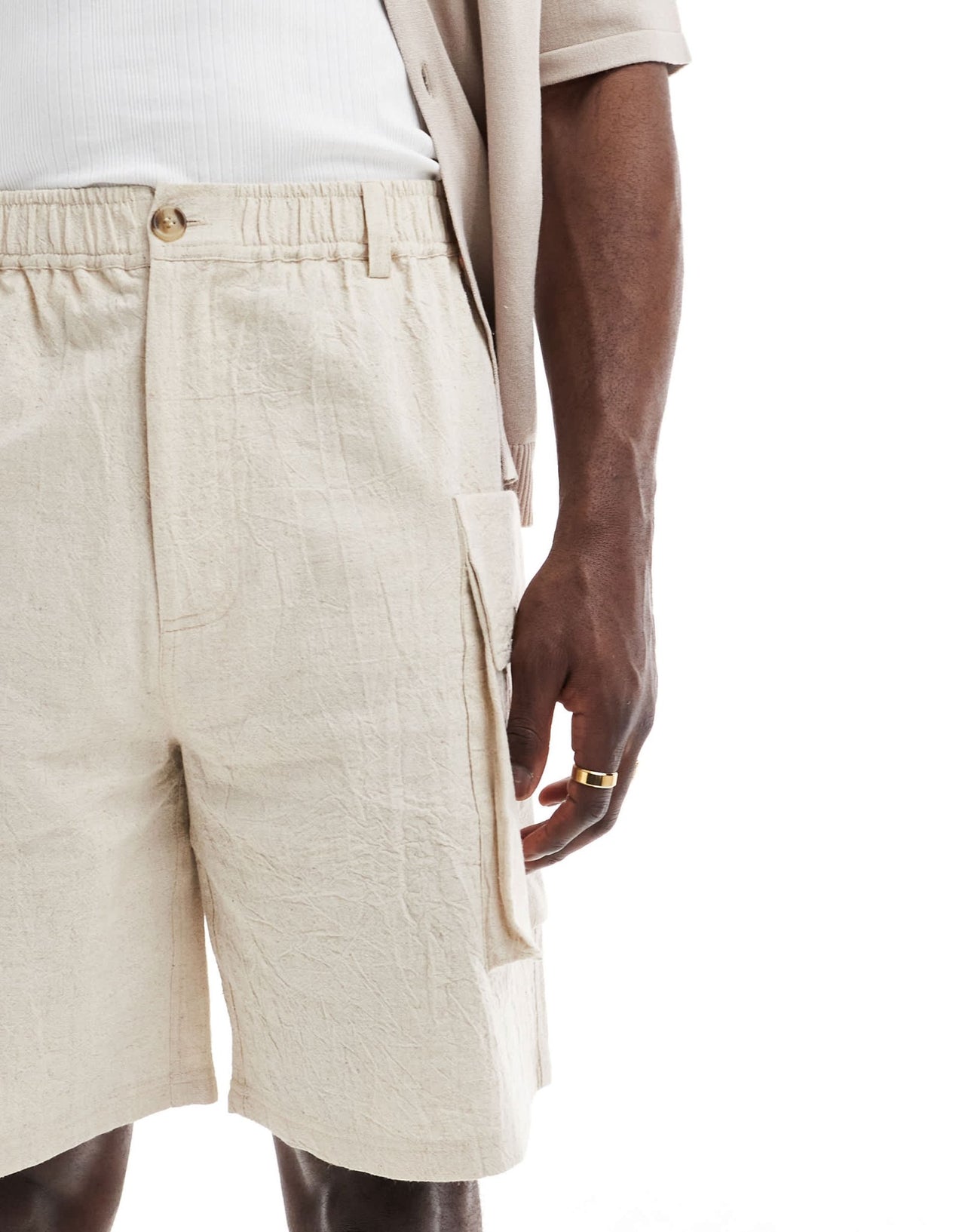 Native Youth oversized cargo linen shorts in cream - ASOS Sample Sale