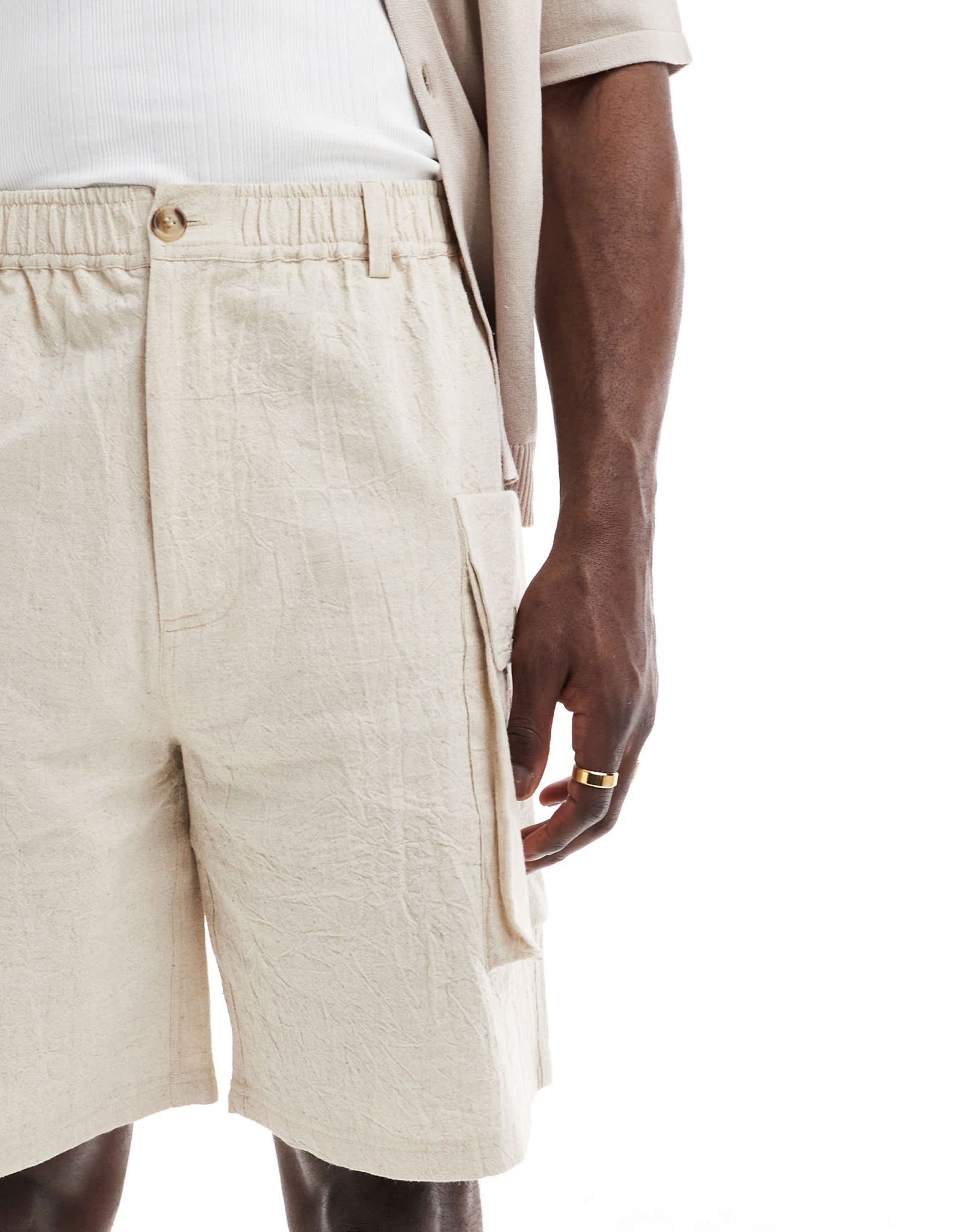 Native Youth oversized cargo linen shorts in cream - ASOS Sample Sale