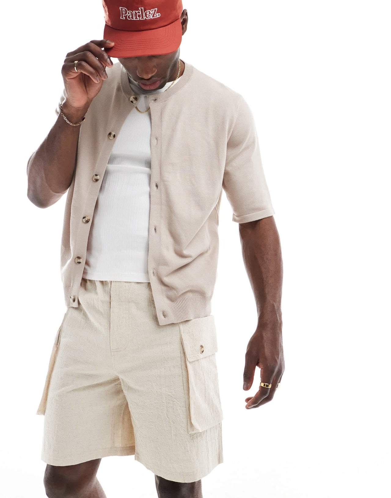Native Youth oversized cargo linen shorts in cream - ASOS Sample Sale