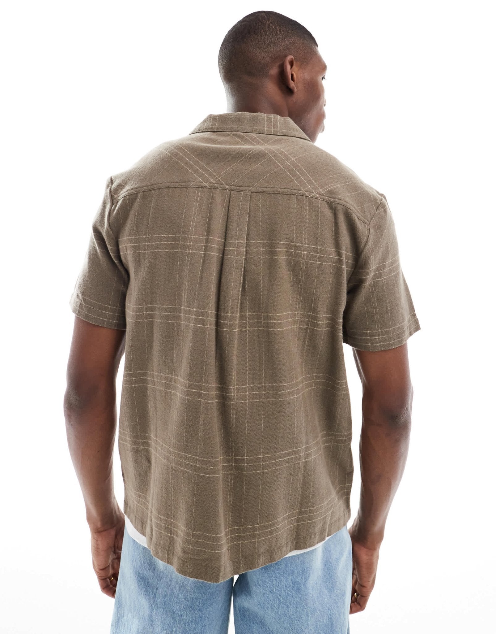 Native Youth regular revere collar burshed check shirt in brown - ASOS Sample Sale
