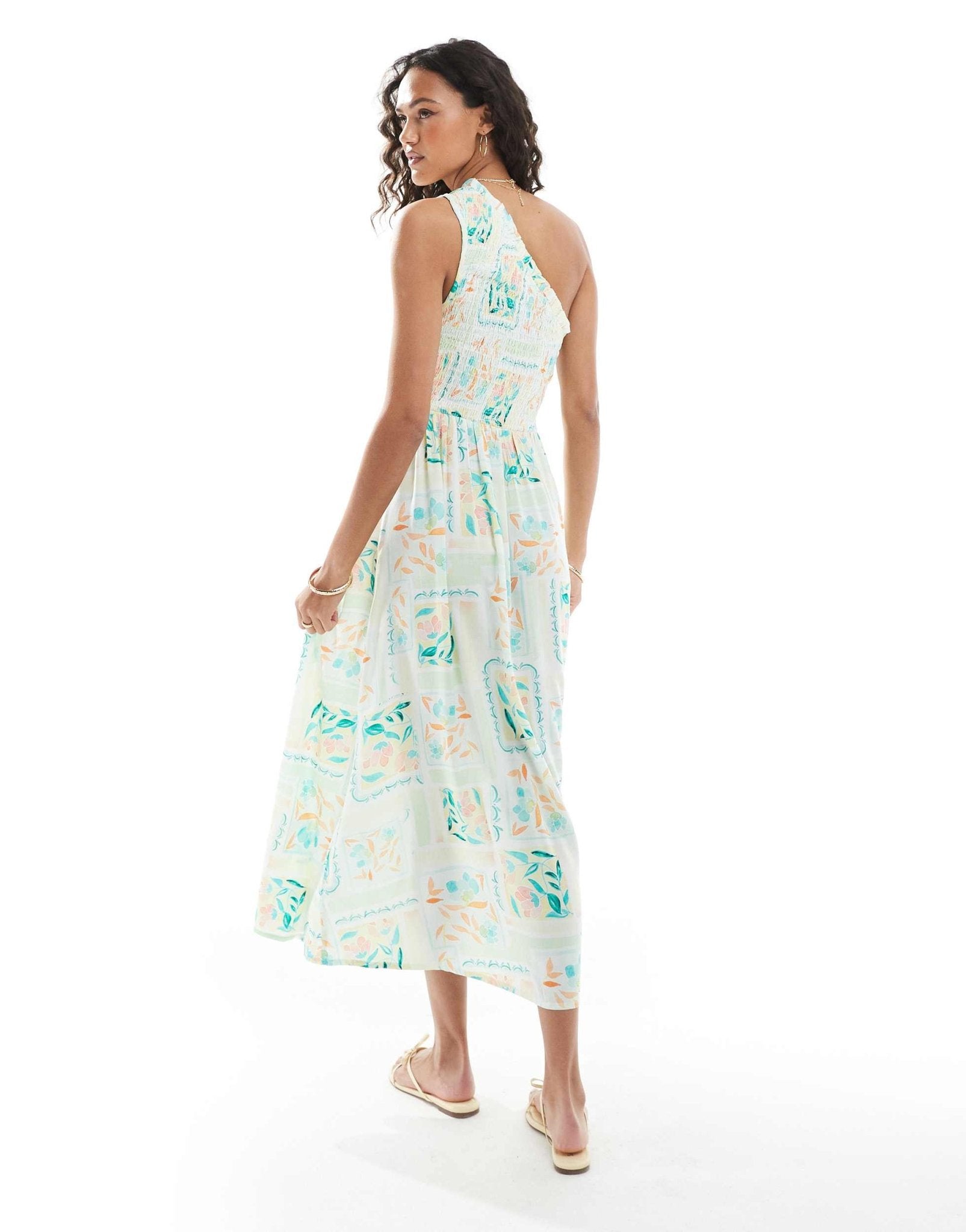 Native Youth shirred one shoulder midaxi dress in multi - ASOS Sample Sale