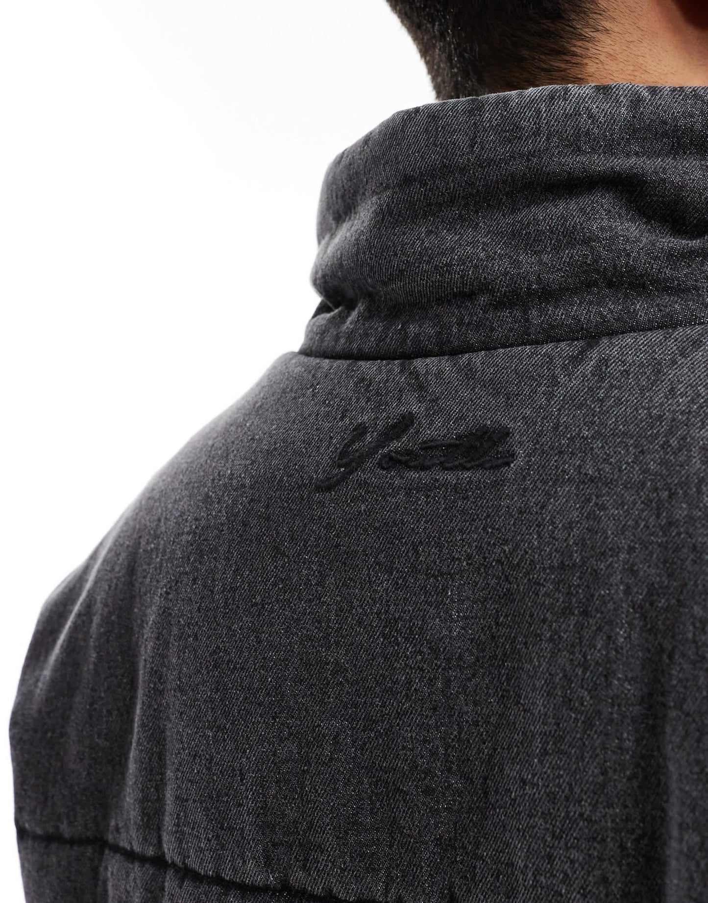 Native Youth stone washed denim puffer jacket in black - ASOS Sample Sale
