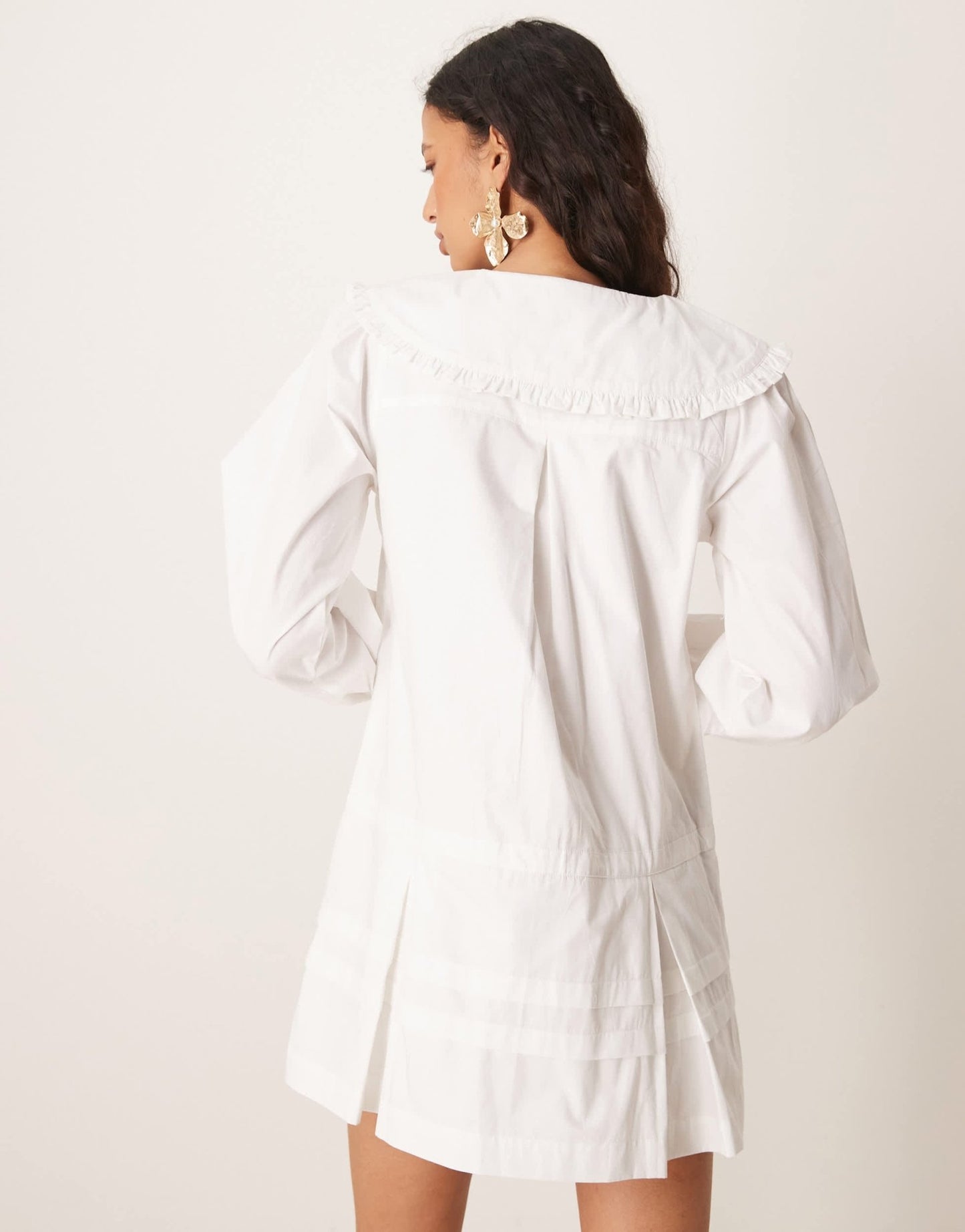 Neon Rose pintuck detail drop waist mini dress in white - ASOS Sample Sale