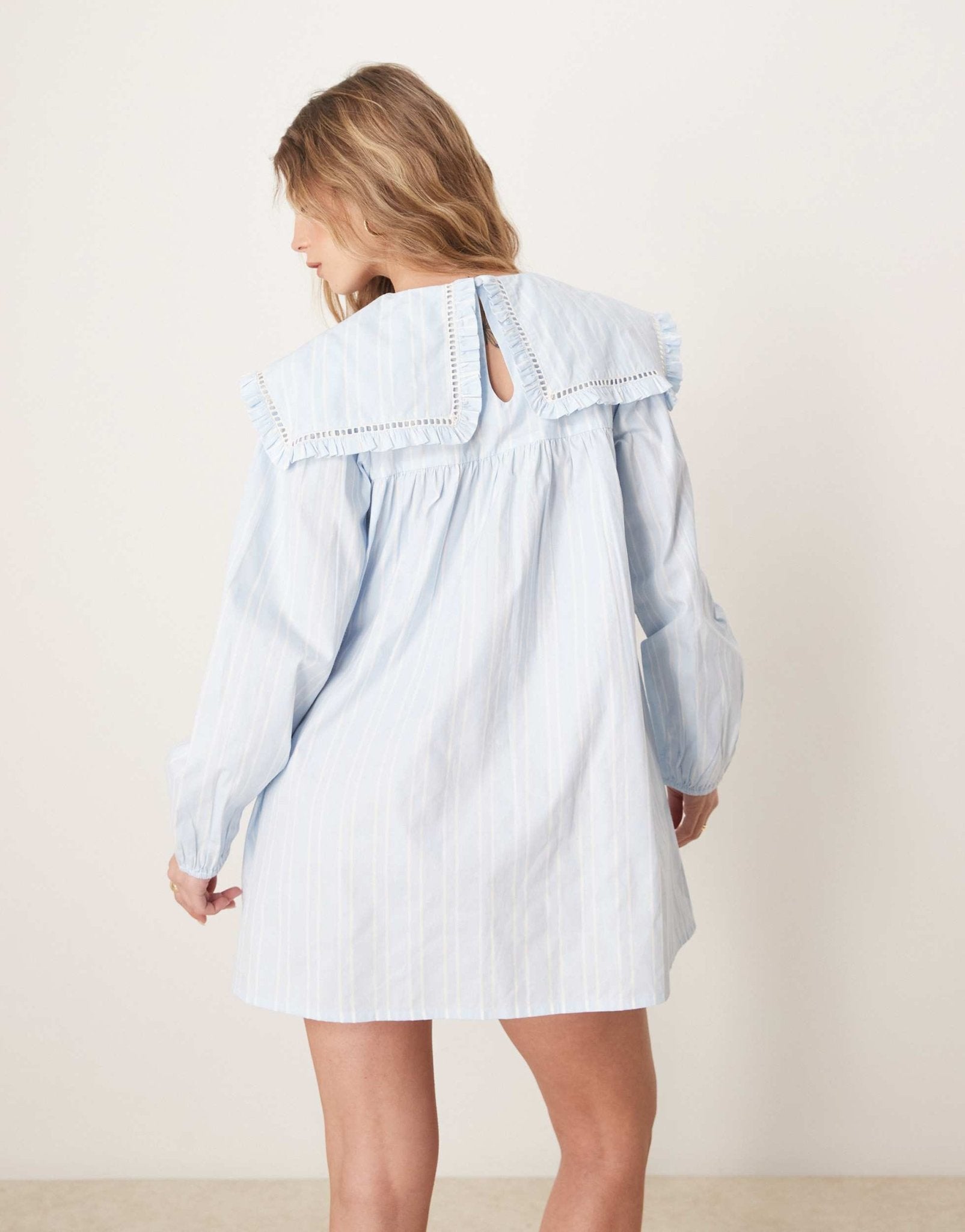 Neon Rose smocking detail babydoll dress in light blue - ASOS Sample Sale