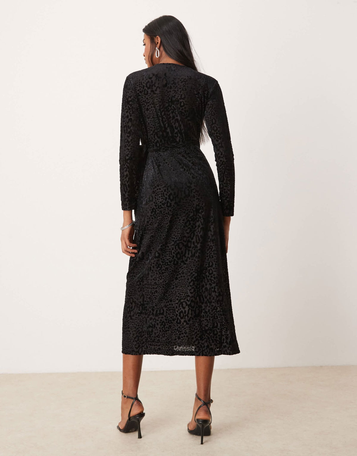 Never Fully Dressed burnout velvet wrap midaxi dress in black - ASOS Sample Sale