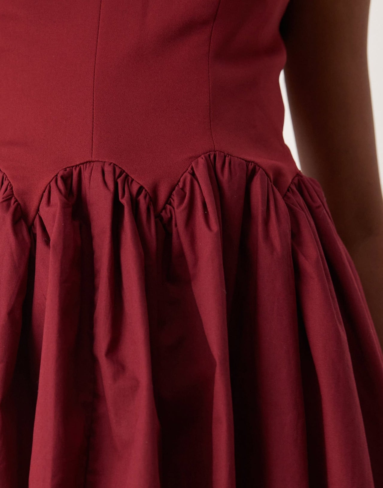 Never Fully Dressed drop hem mini dress in burgundy - ASOS Sample Sale