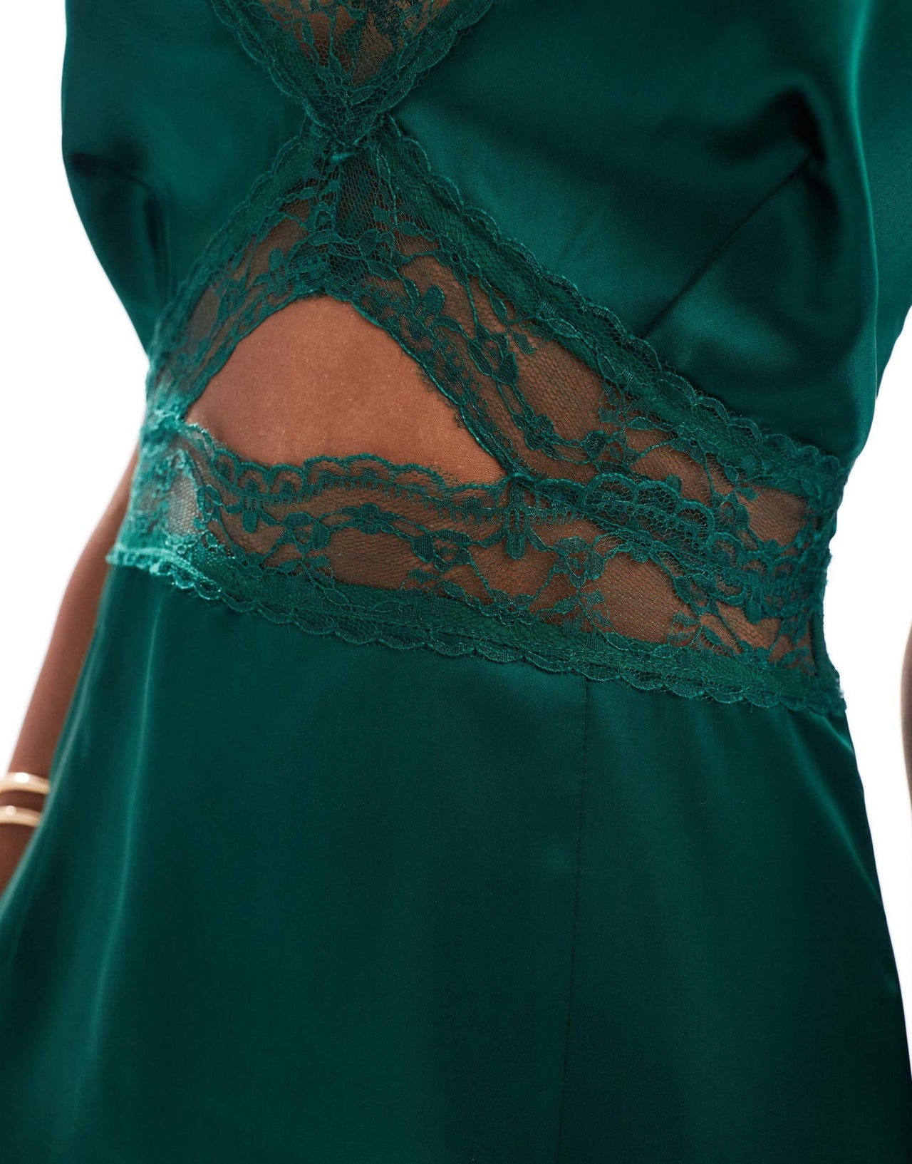 Never Fully Dressed lace cut - out slip maxi dress in emerald - ASOS Sample Sale