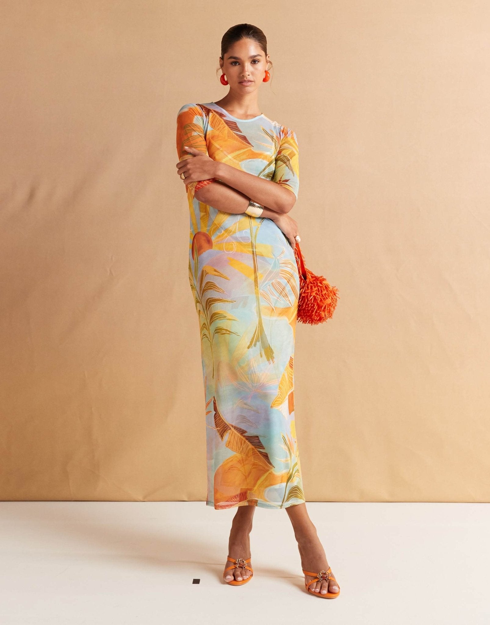 Never Fully Dressed mesh midaxi dress in blue - ASOS Sample Sale