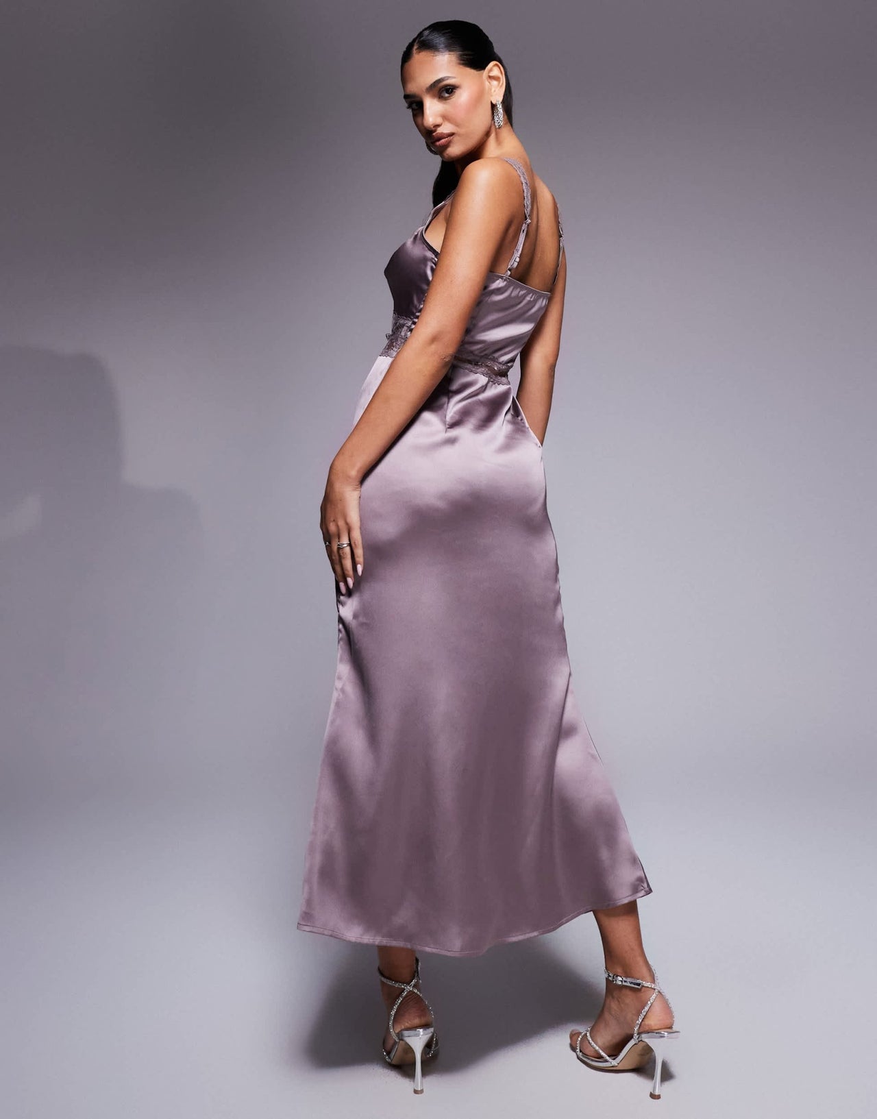 Never Fully Dressed Mimi lace cut - out slip maxi dress in mink - ASOS Sample Sale