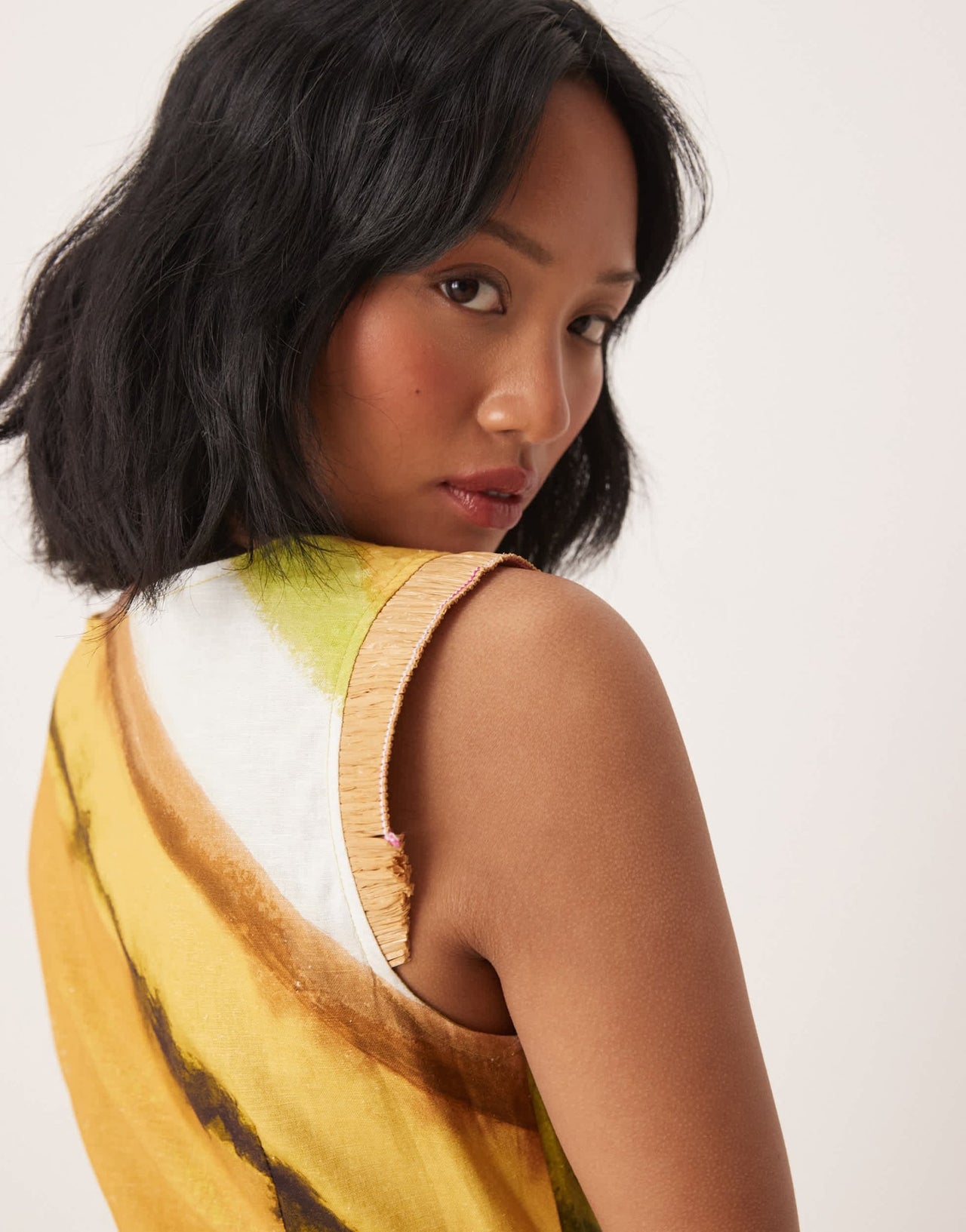 Never Fully Dressed Petite frill hem mini shift dress in green ombre print - ASOS Sample Sale