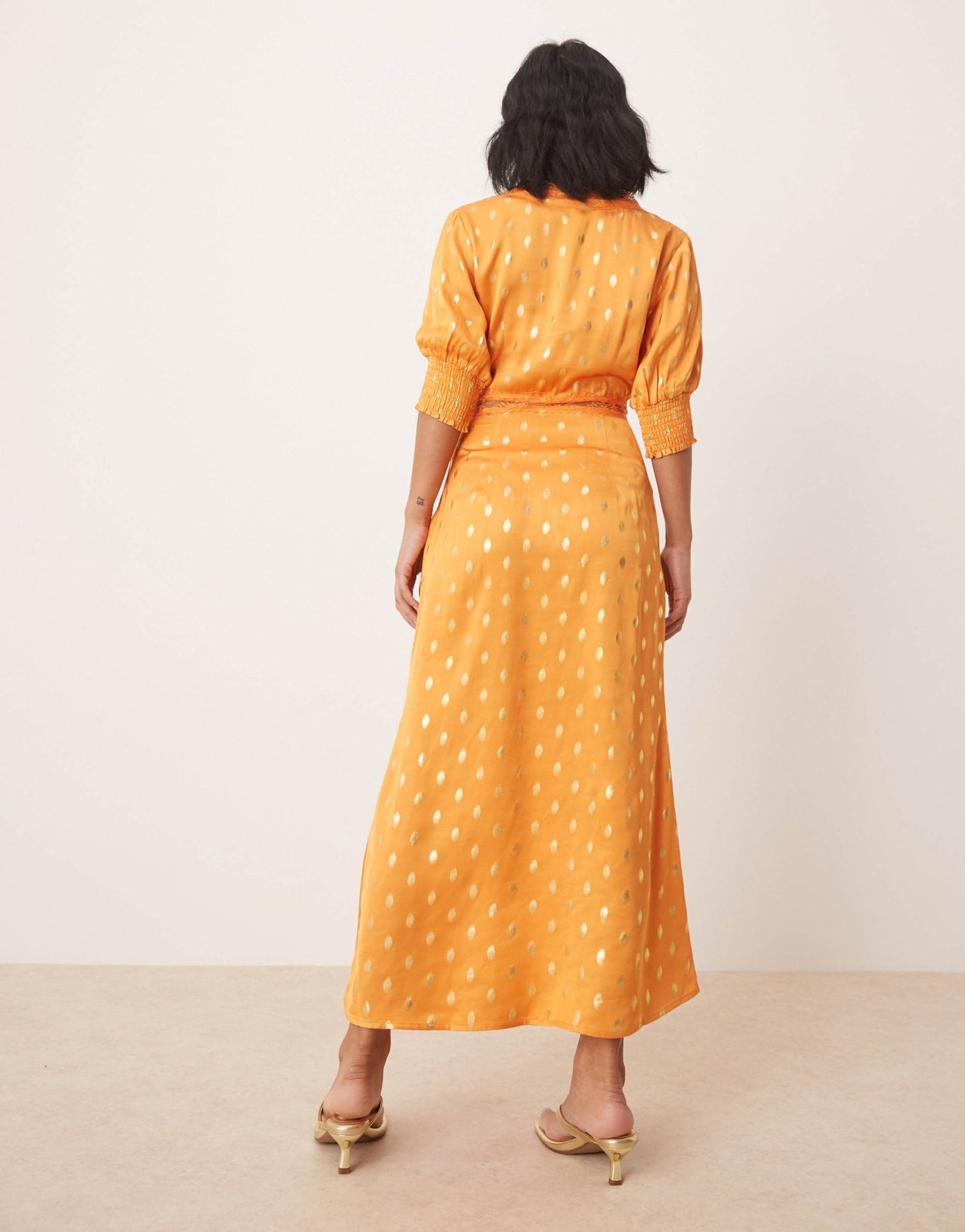 Never Fully Dressed Petite May gold fleck maxi dress in orange - ASOS Sample Sale