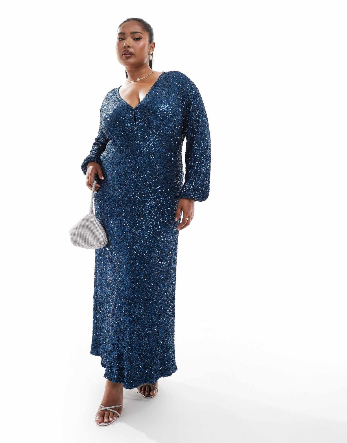 Never Fully Dressed Plus Emma maxi dress in teal sequin - ASOS Sample Sale