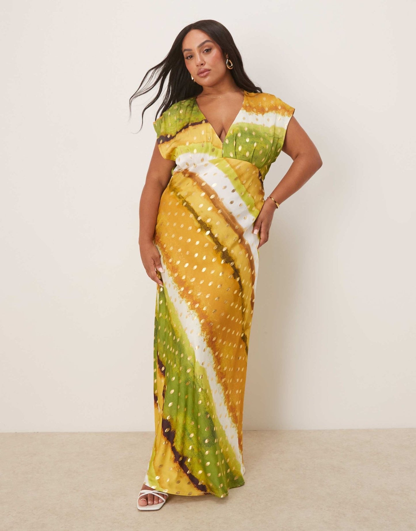 Never Fully Dressed Plus metallic midaxi dress in green ombre print - ASOS Sample Sale