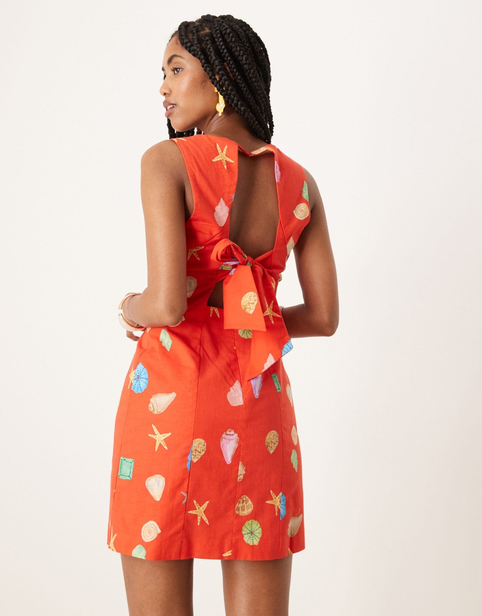 Never Fully Dressed rainbow shell print mini shift dress in red - ASOS Sample Sale