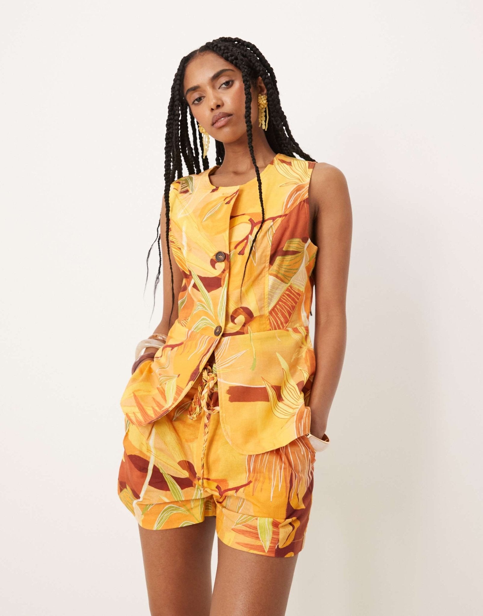 Never Fully Dressed tailored waistcoat co-ord in abstract print - ASOS Sample Sale