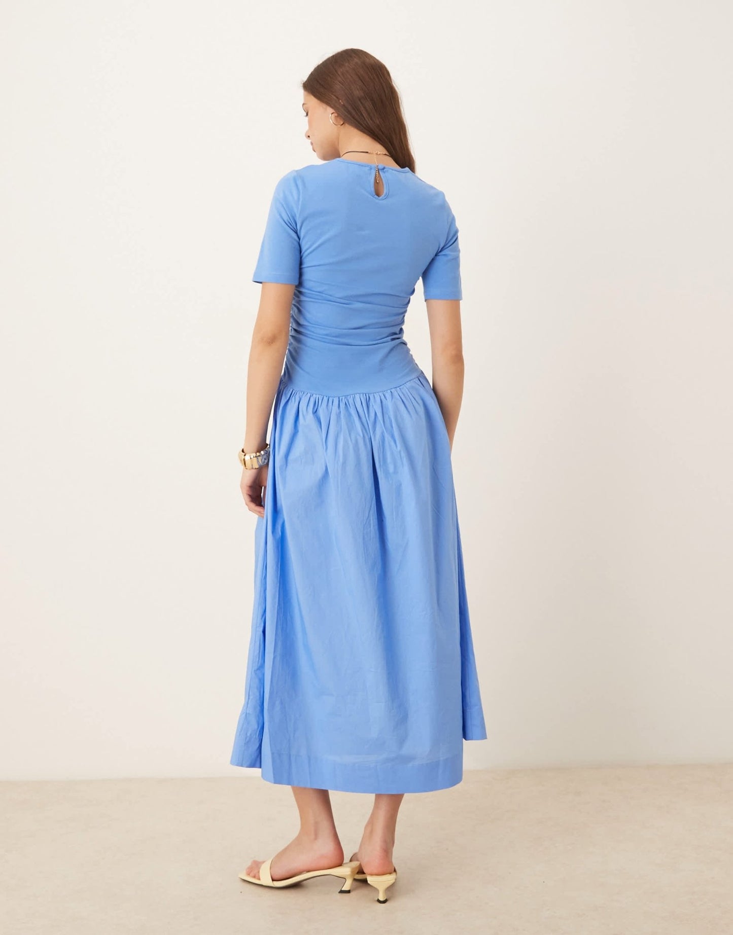 NeverFully Dressed cotton poplin drop hem maxi dress in cobalt - ASOS Sample Sale